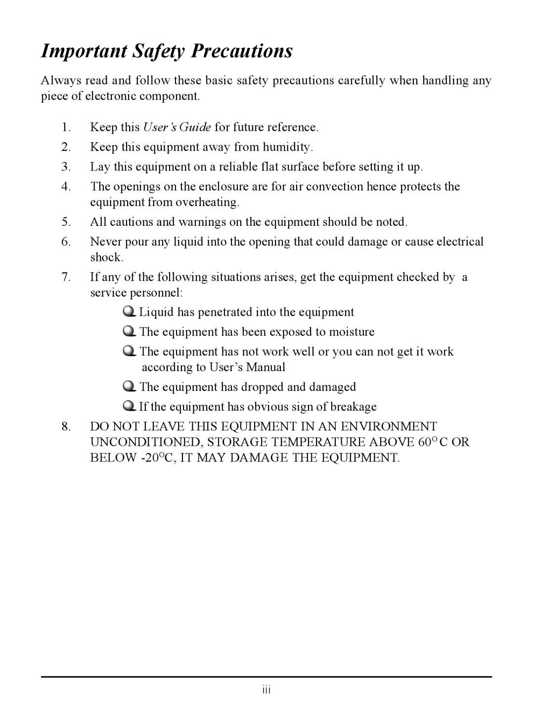 MSI US54G manual Important Safety Precautions 