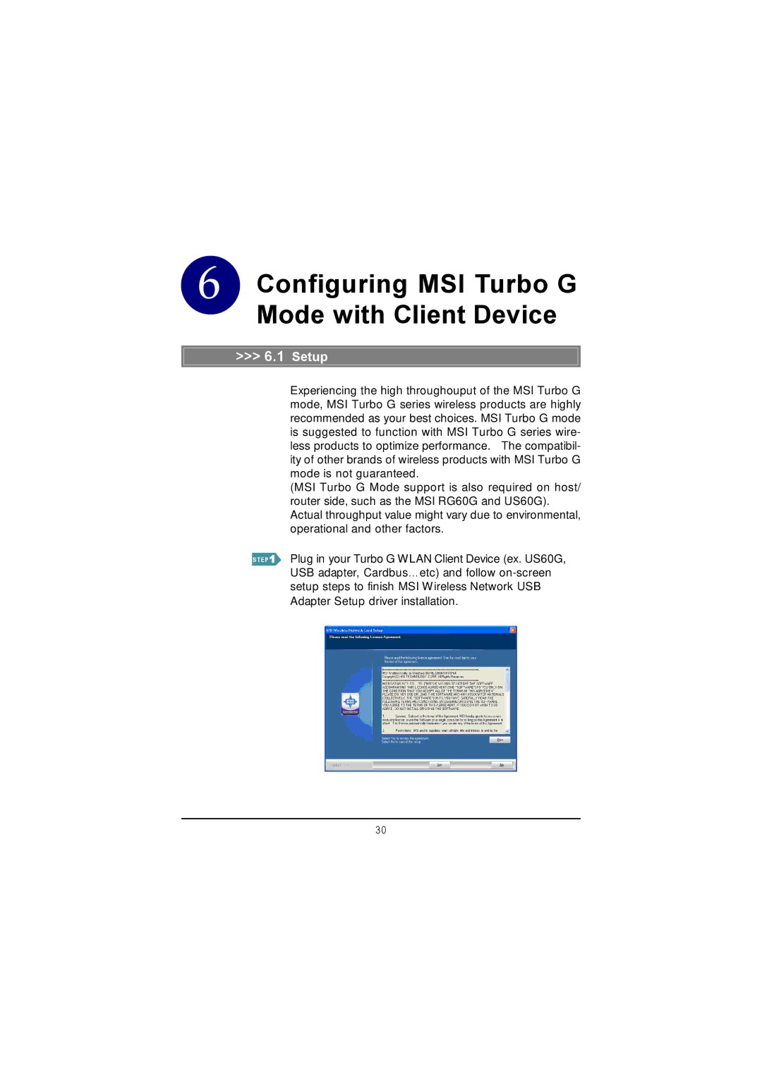 MSI US60G manual Configuring MSI Turbo G Mode with Client Device 