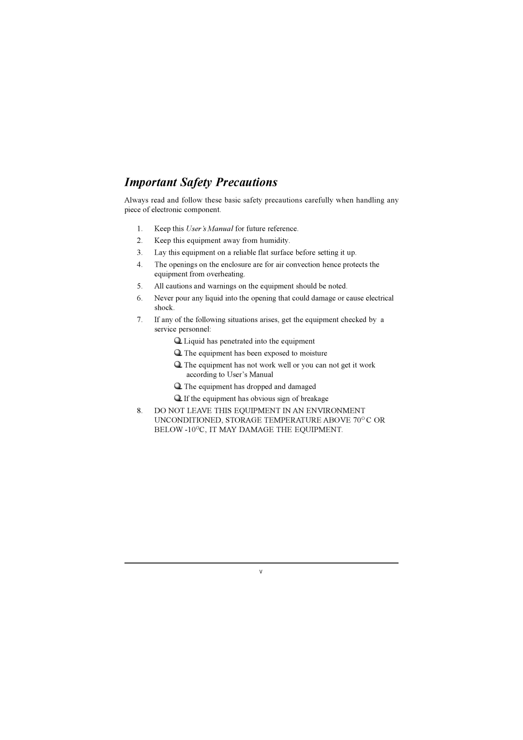 MSI US60G manual Important Safety Precautions 