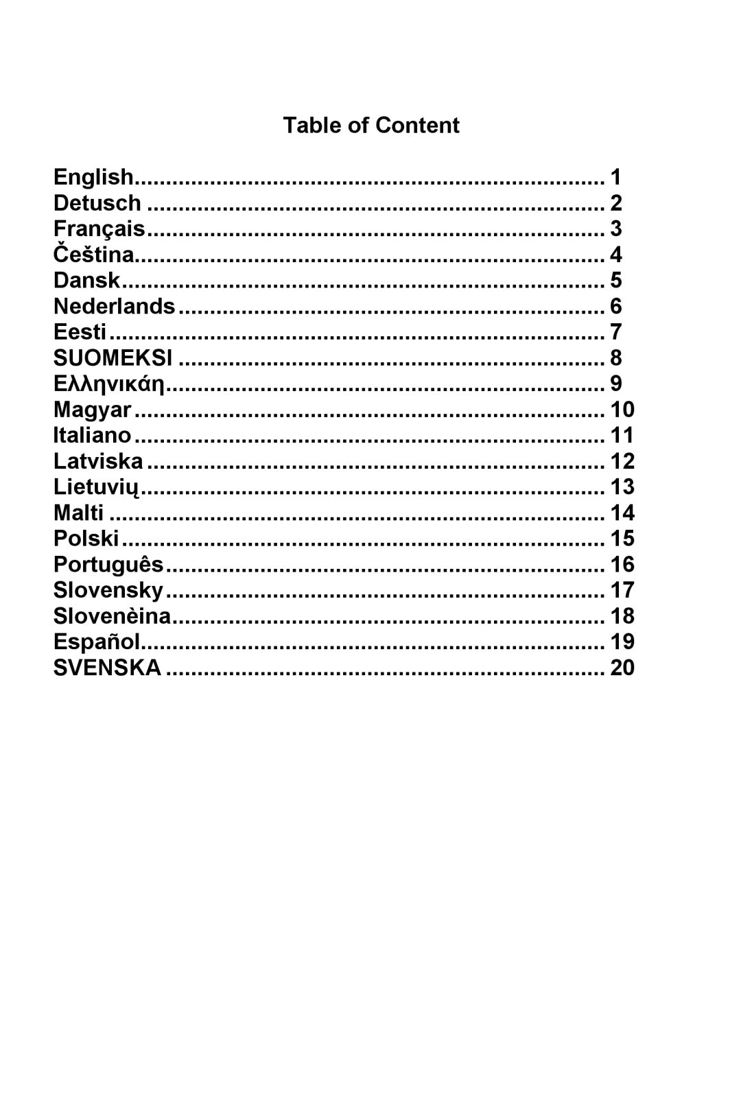 MSI US60G manual Table of Content 