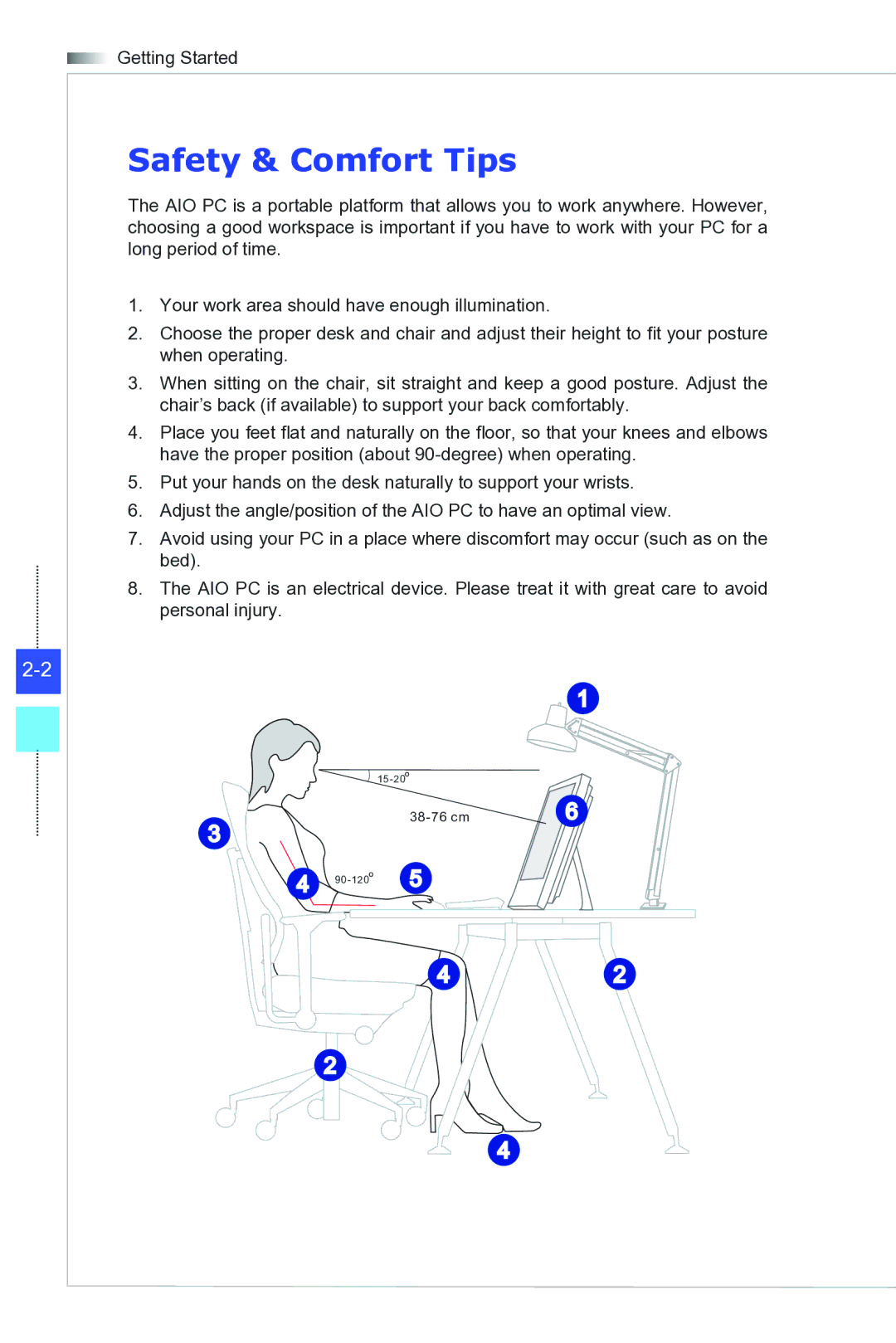 MSI Wind-Top-AE1941 manual Safety & Comfort Tips 