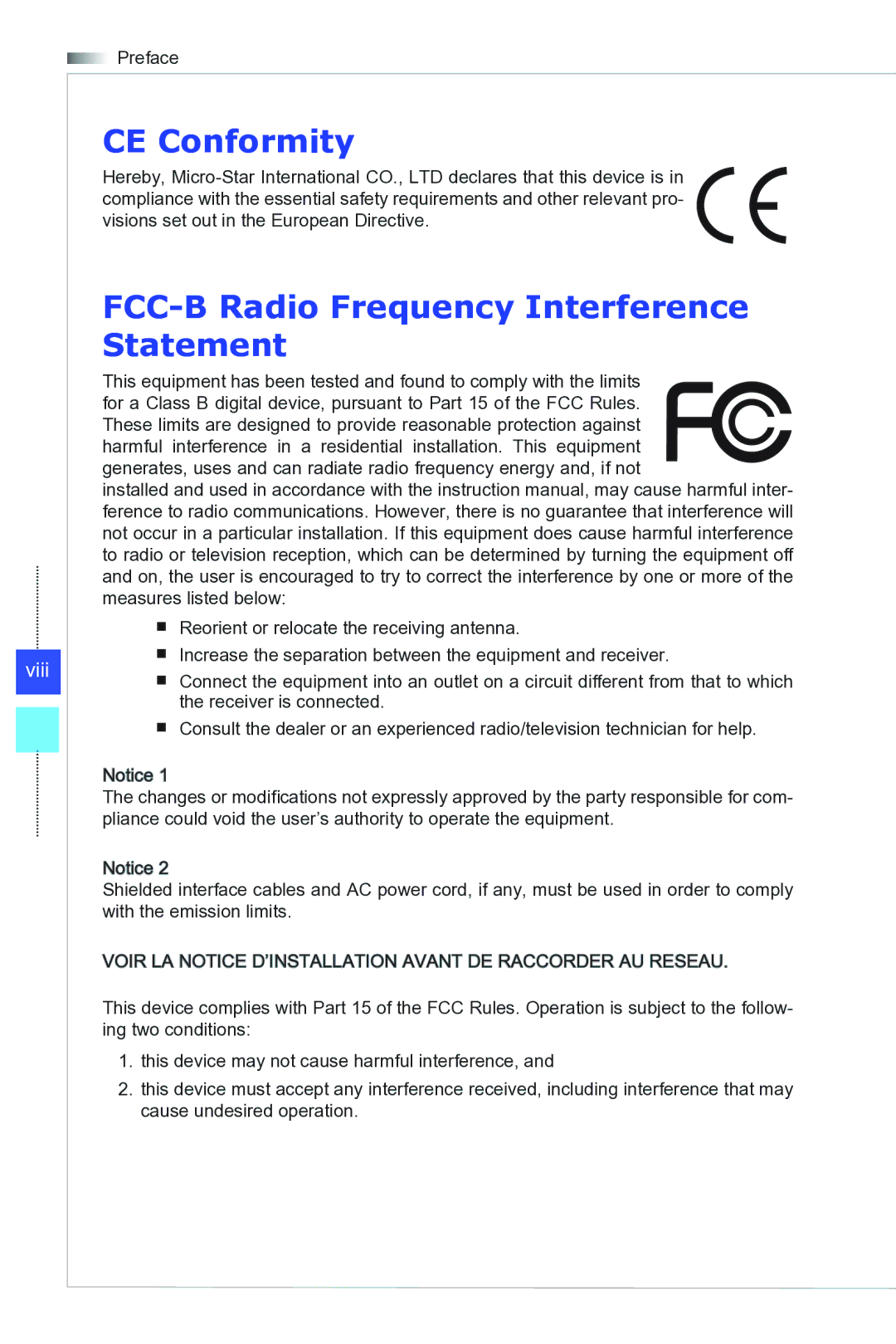 MSI Wind-Top-AE1941 manual CE Conformity FCC-B Radio Frequency Interference Statement 