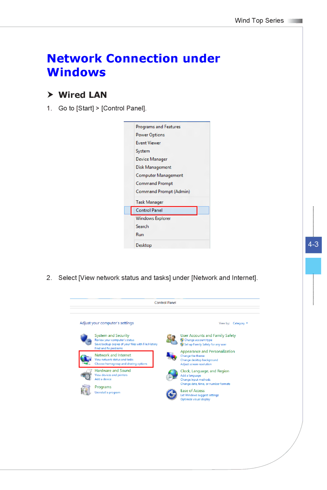 MSI Wind-Top-AE2051 manual Network Connection under Windows 