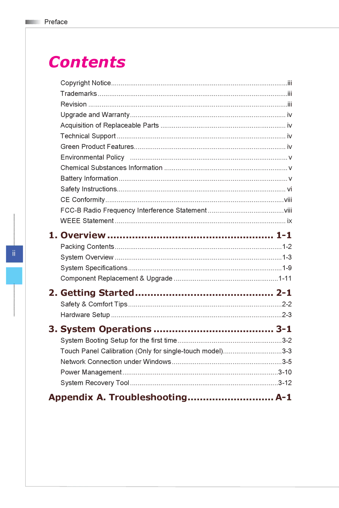 MSI Wind-Top-AP1622 manual Contents 