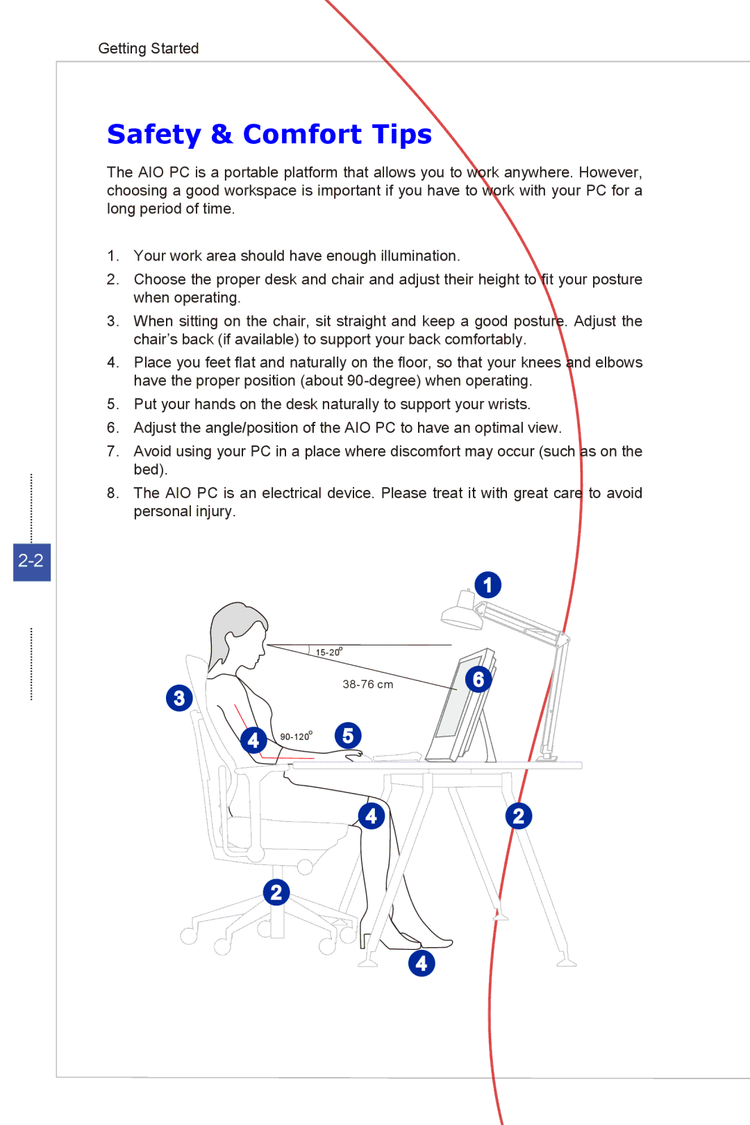 MSI Wind-Top-AP1622 manual Safety & Comfort Tips 