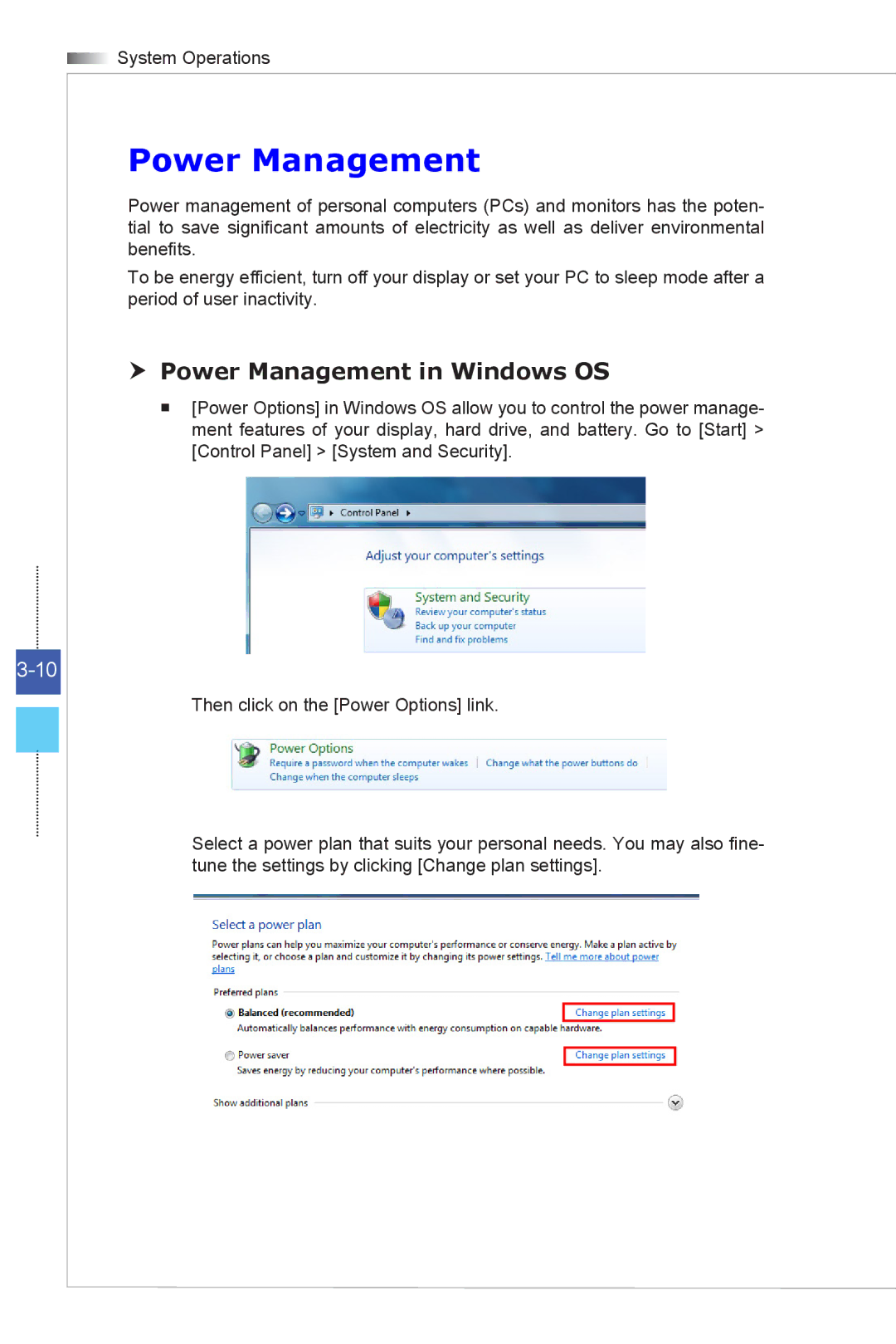 MSI Wind-Top-AP1622 manual  Power Management in Windows OS 