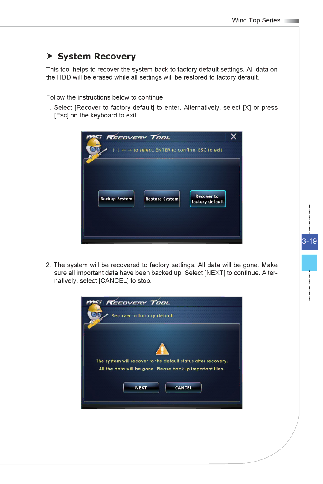 MSI Wind-Top-AP1622 manual  System Recovery 