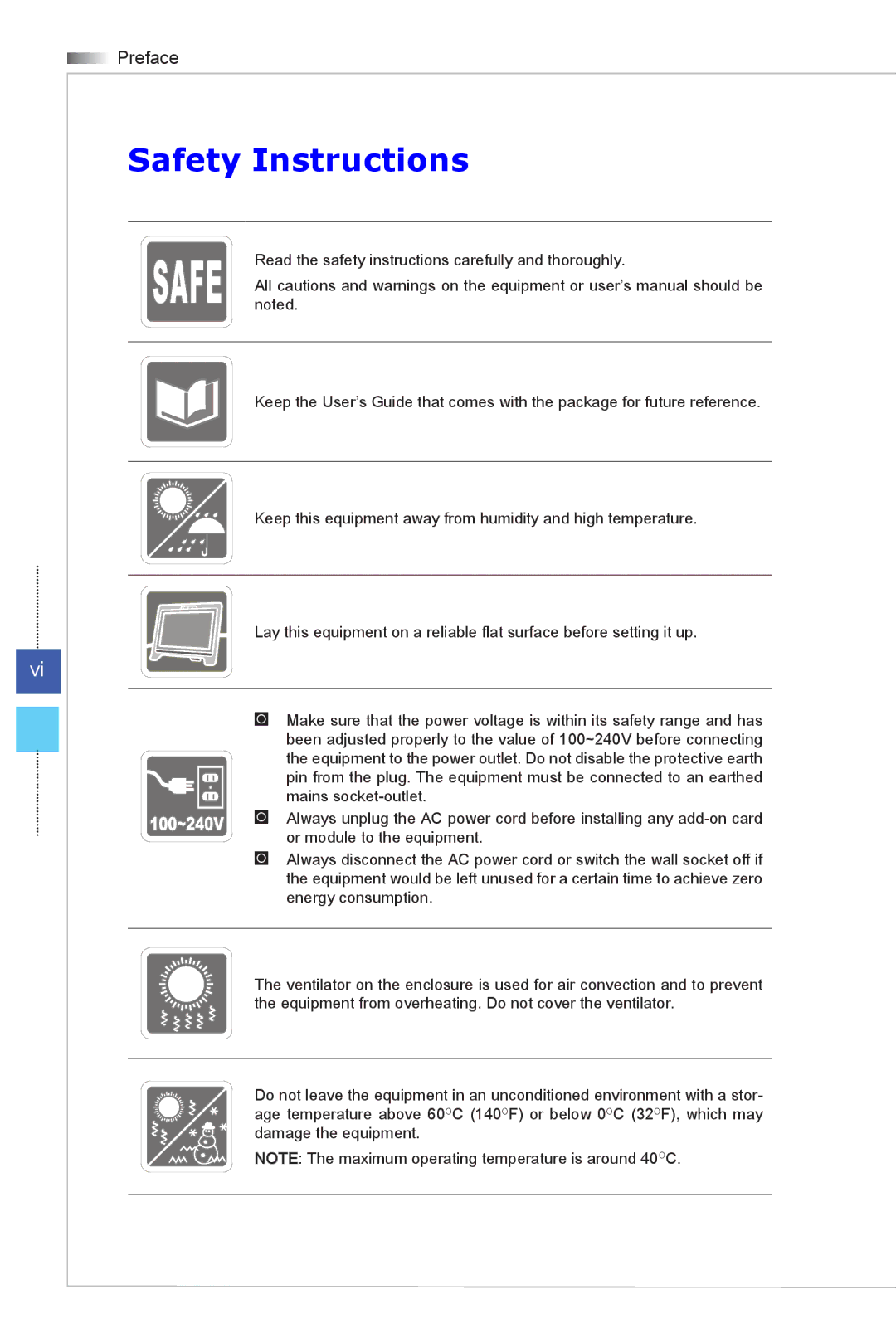 MSI Wind-Top-AP1622 manual Safety Instructions 