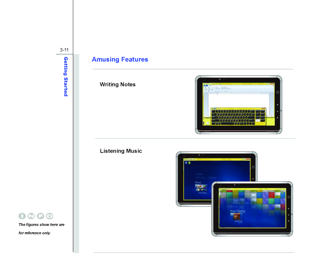 MSI WindPad 110W manual Amusing Features, Writing Notes Listening Music 