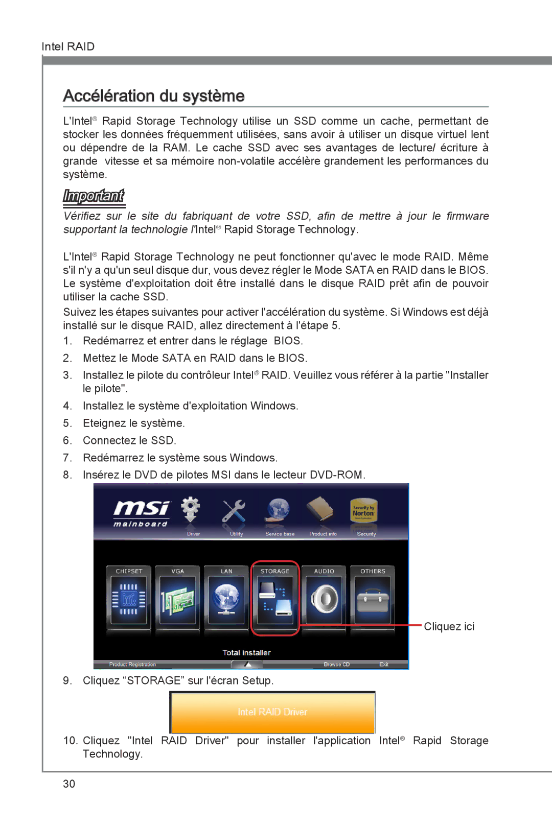 MSI Z68A-GD55 (B3) manual Accélération du système 