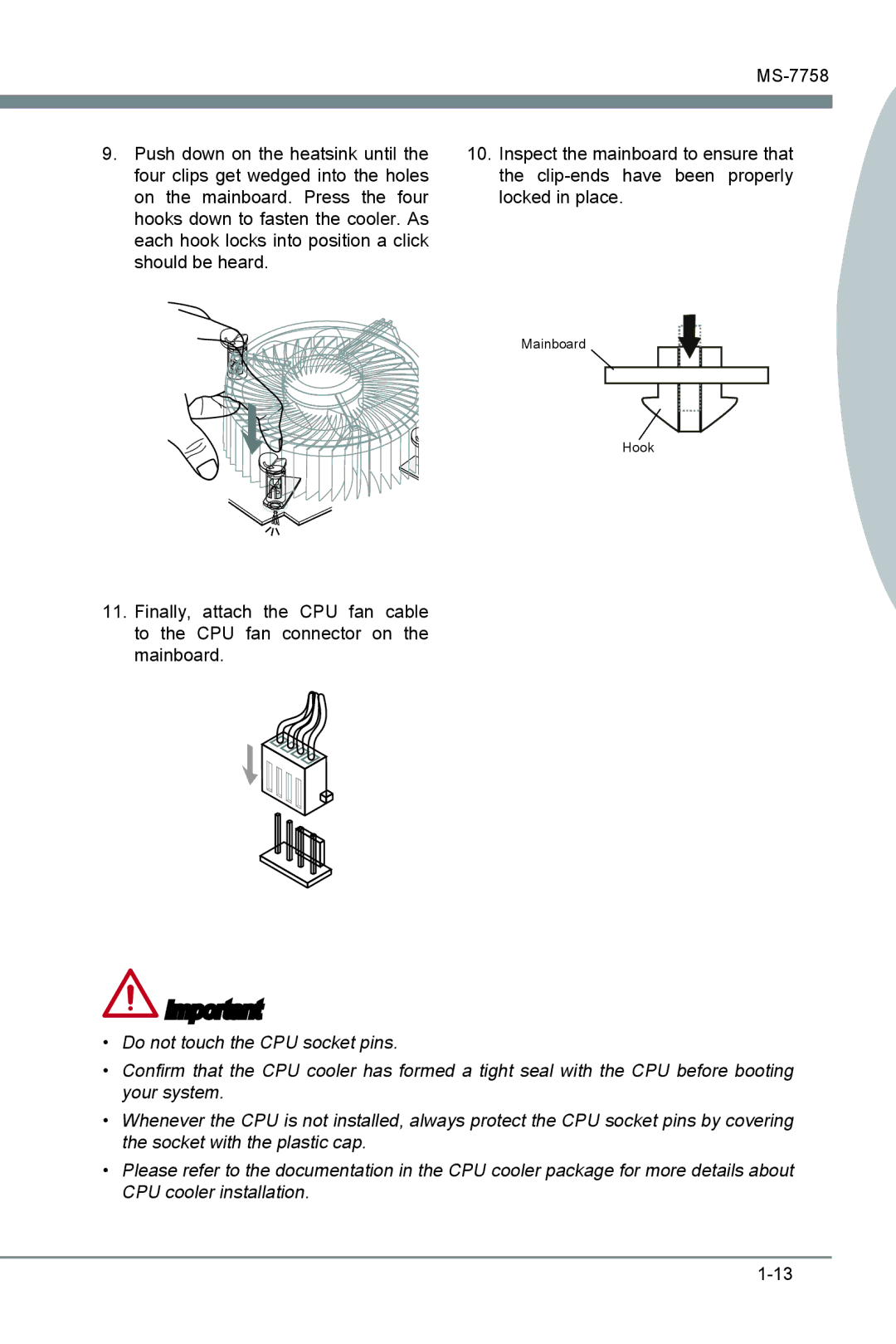 MSI Z77A-G41 manual Mainboard Hook 