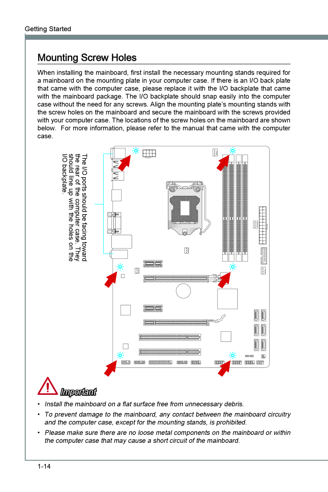 MSI Z77A-G41 manual Mounting Screw Holes 