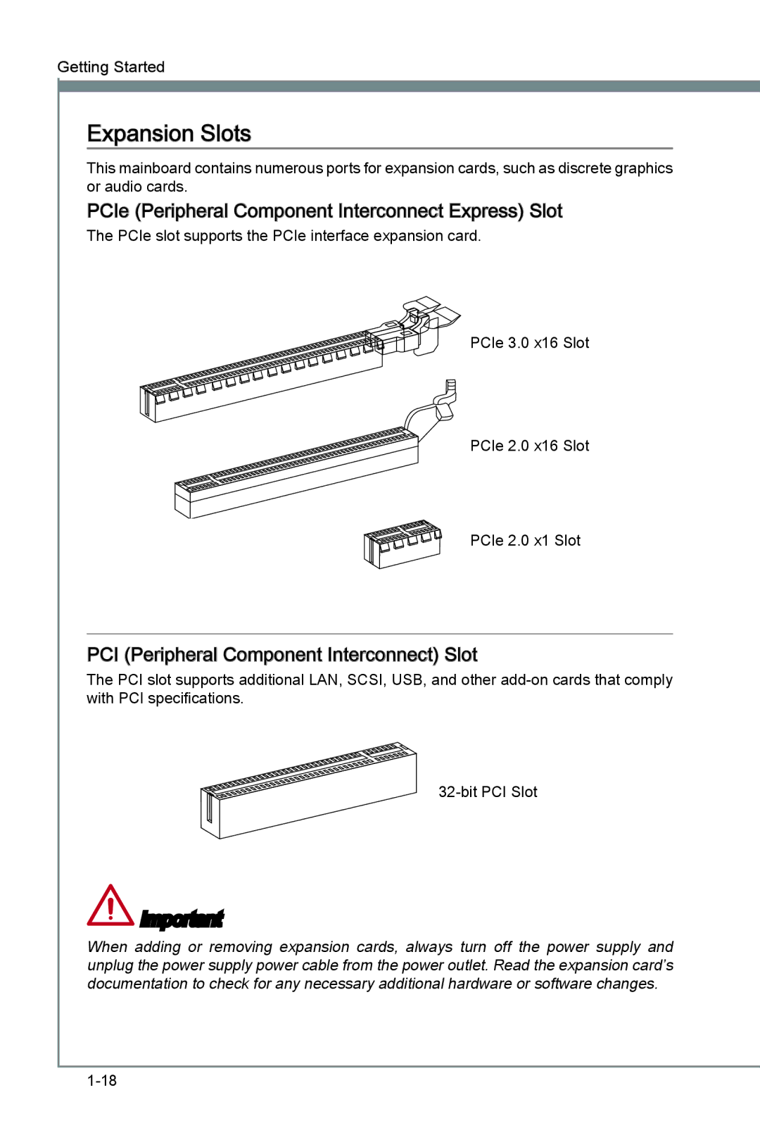 MSI Z77A-G41 manual Expansion Slots, PCIe Peripheral Component Interconnect Express Slot 