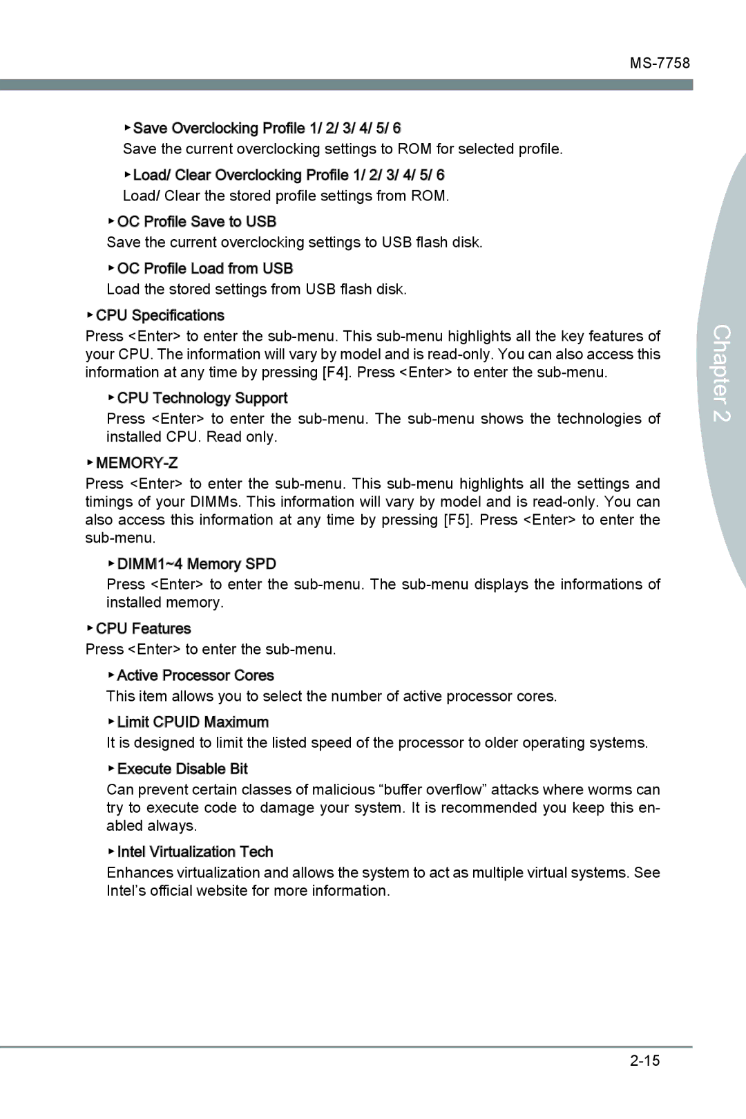 MSI Z77A-G41 manual Memory-Z 