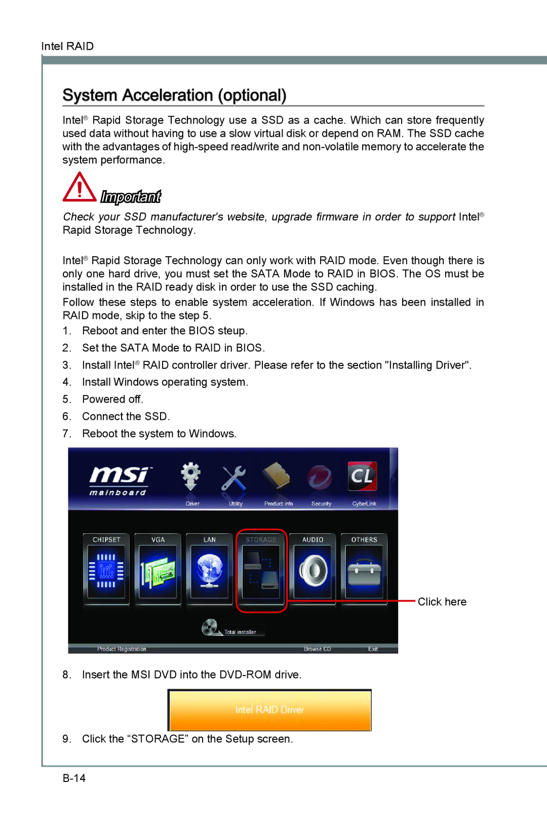 MSI Z77A-G41 manual System Acceleration optional 