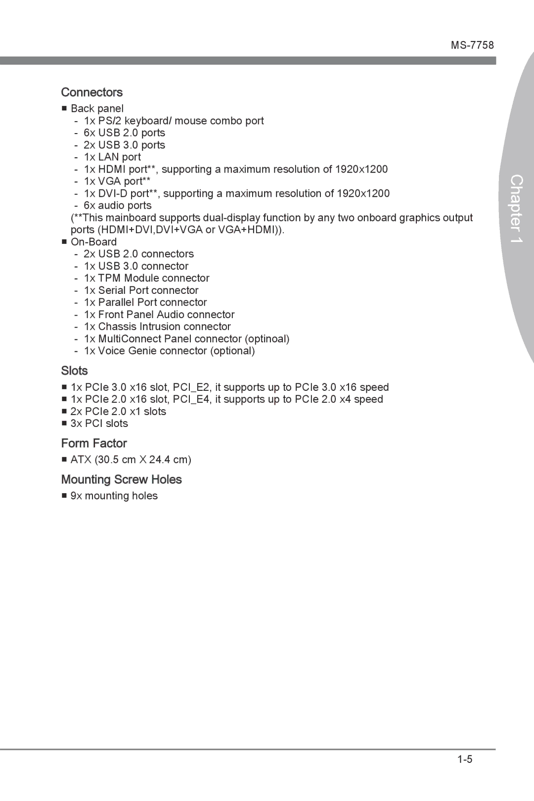 MSI Z77A-G43 manual Form Factor 