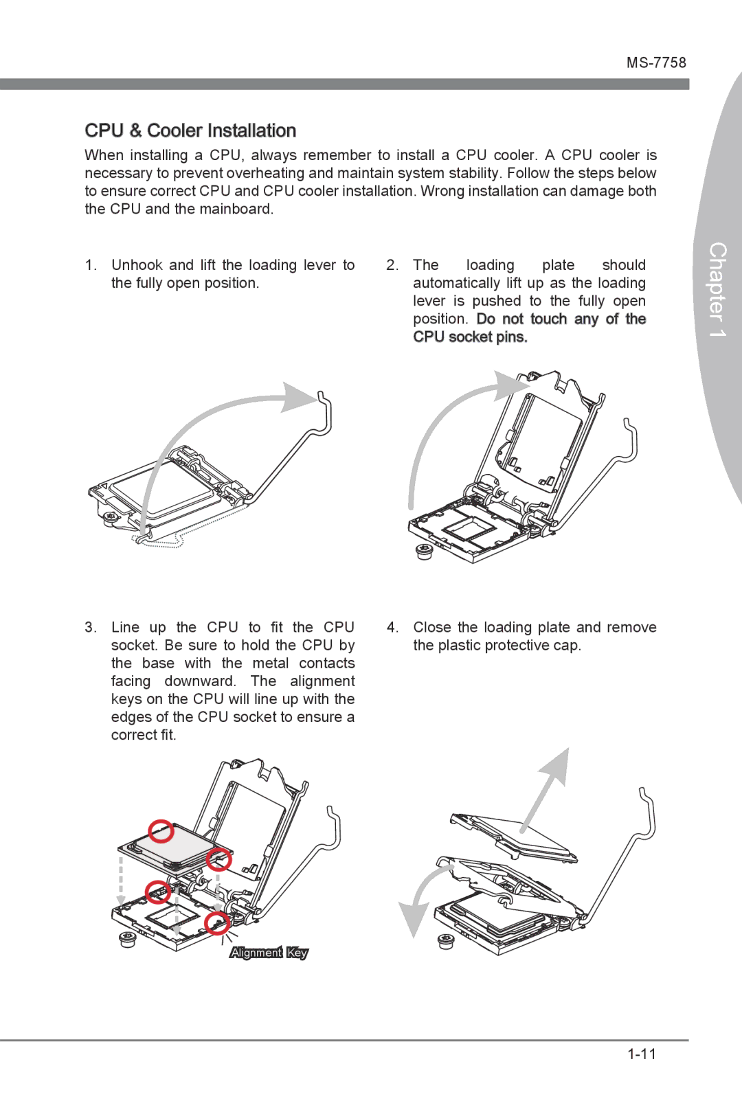 MSI Z77A-G43 manual CPU & Cooler Installation 