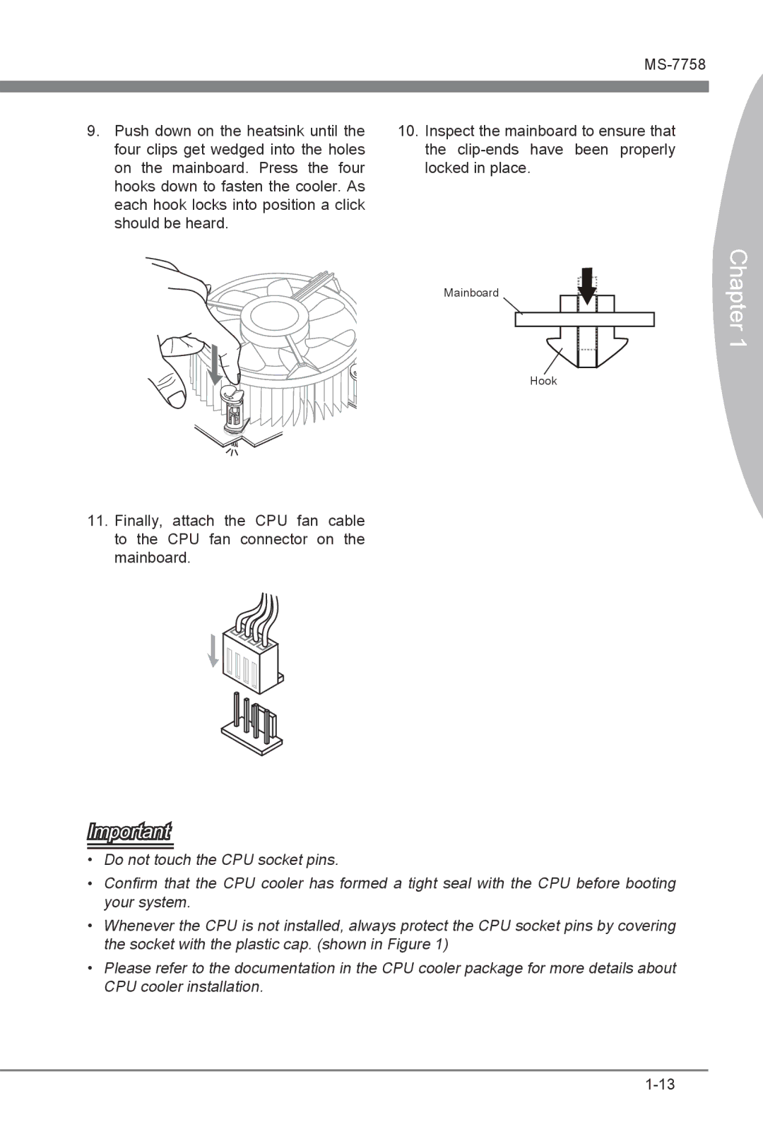 MSI Z77A-G43 manual Mainboard Hook 