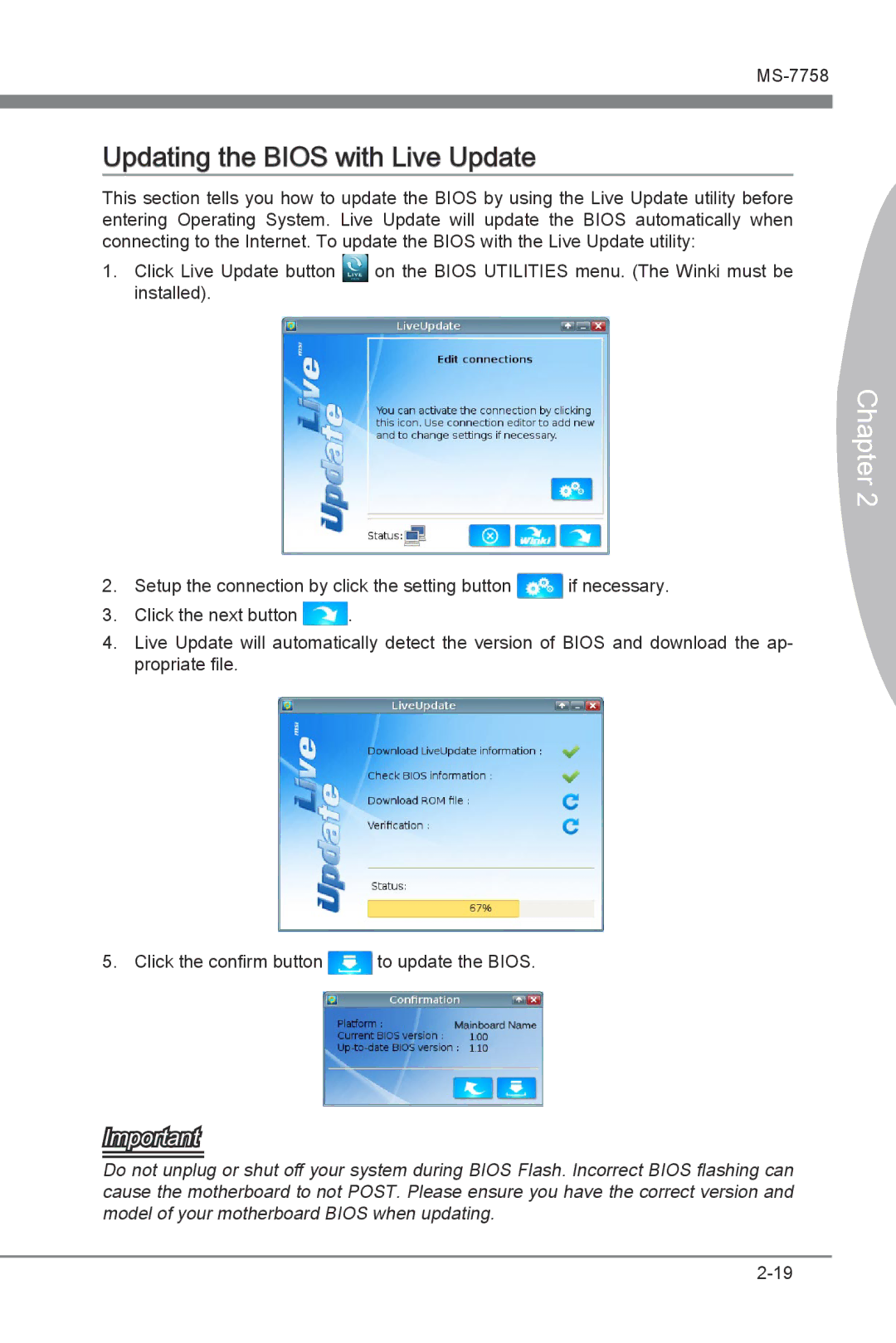 MSI Z77A-G43 manual Updating the Bios with Live Update 