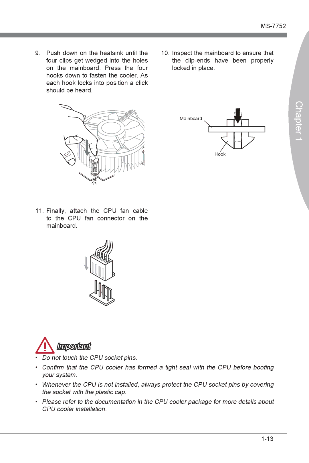 MSI Z77A-G45 Thunderbolt manual Mainboard Hook 