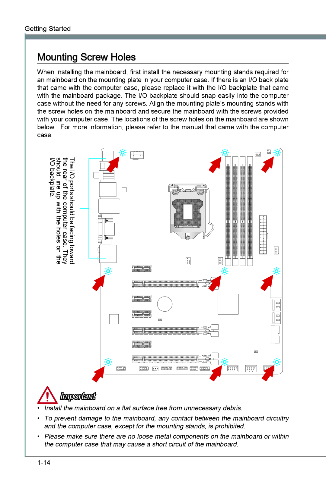 MSI Z77A-G45 Thunderbolt manual Mounting Screw Holes 