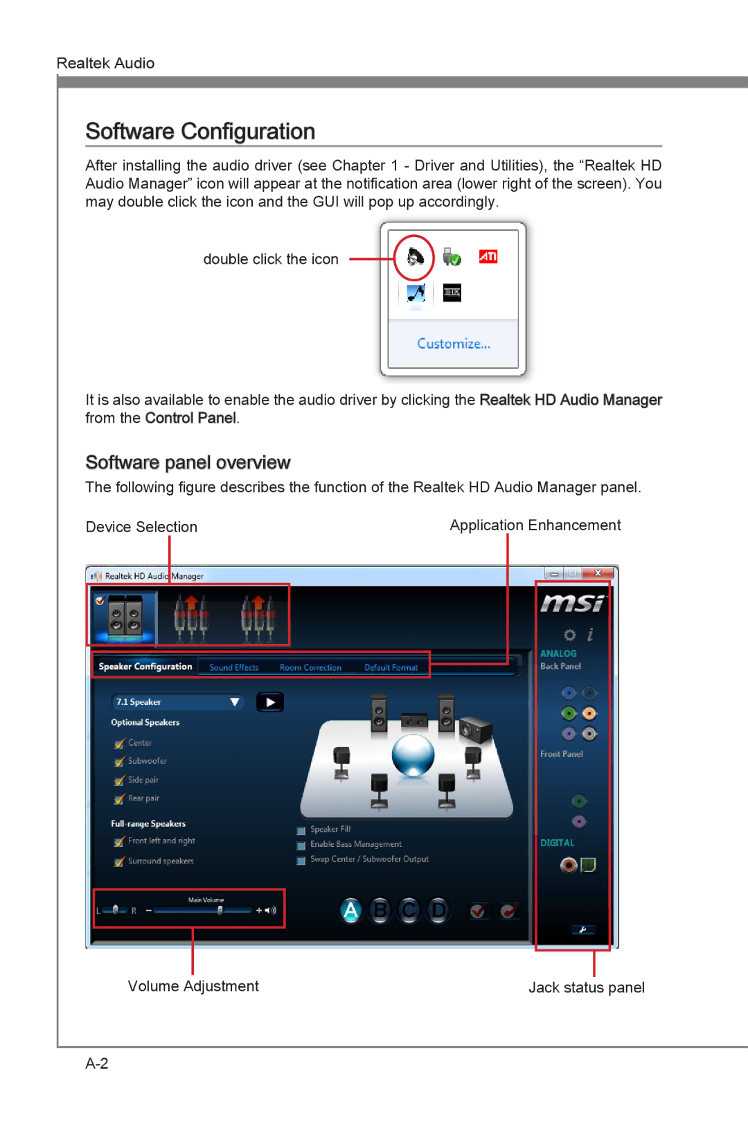 MSI Z77A-G45 Thunderbolt manual Software Configuration, Software panel overview 