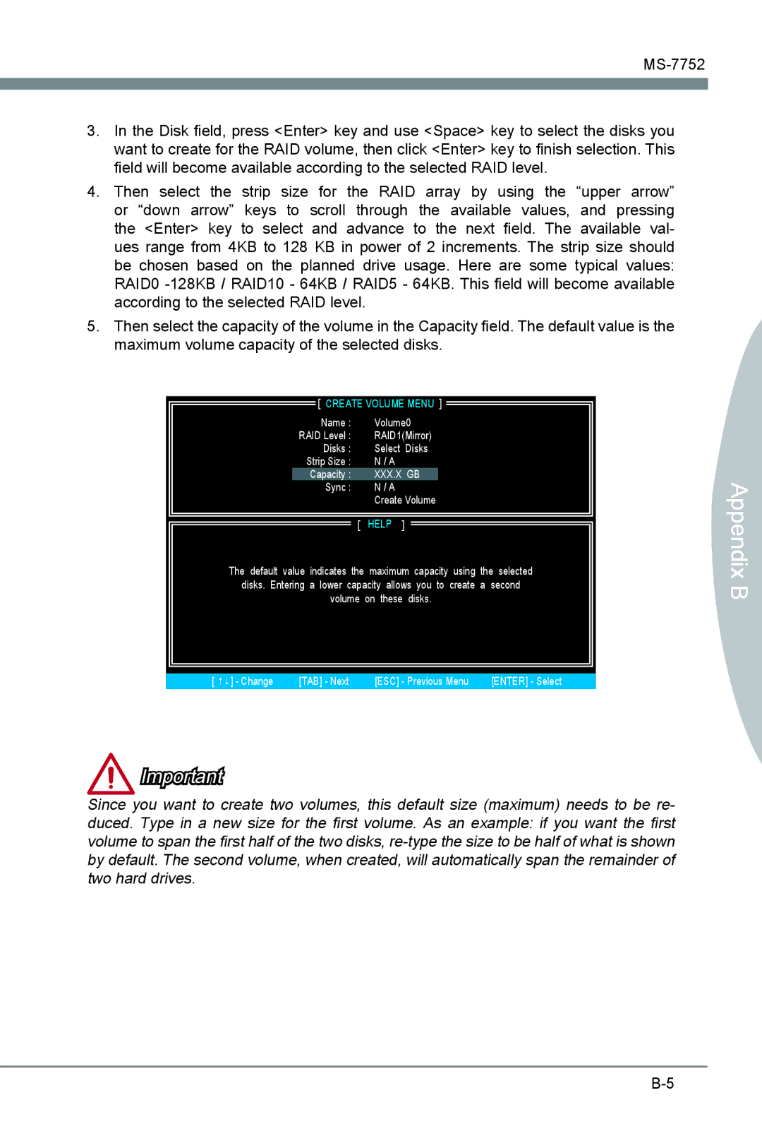 MSI Z77A-G45 Thunderbolt manual RAID array by using the upper arrow 