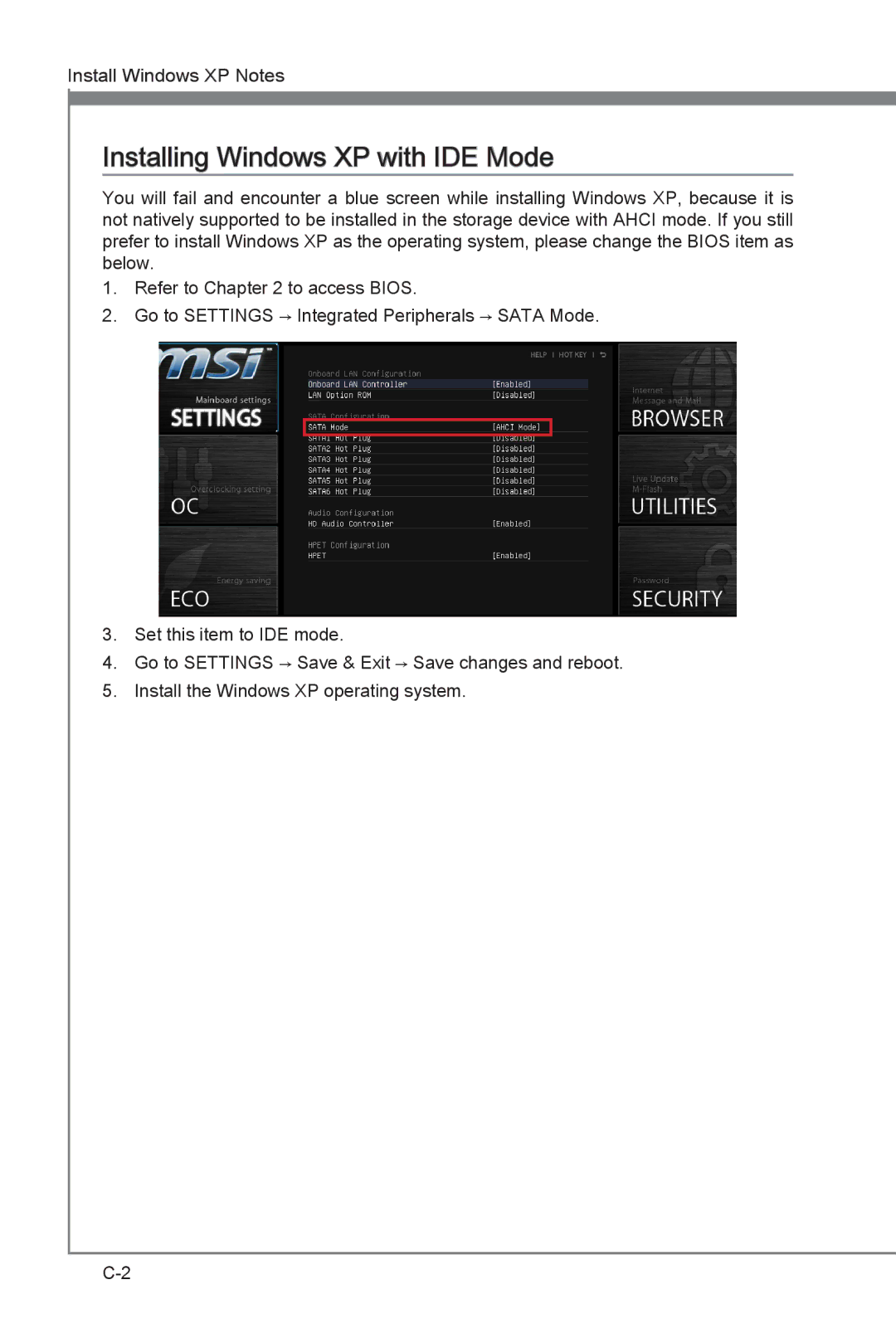 MSI Z77A-G45 Thunderbolt manual Installing Windows XP with IDE Mode 