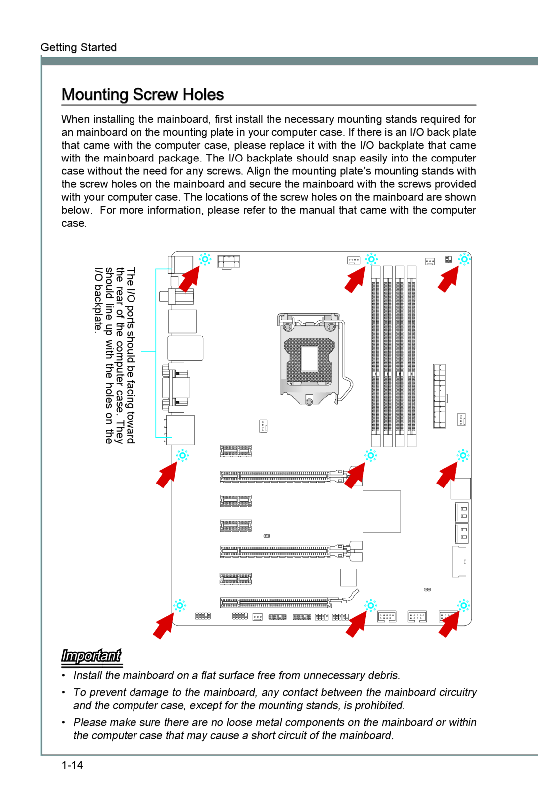 MSI Z77A-G45 manual Mounting Screw Holes 