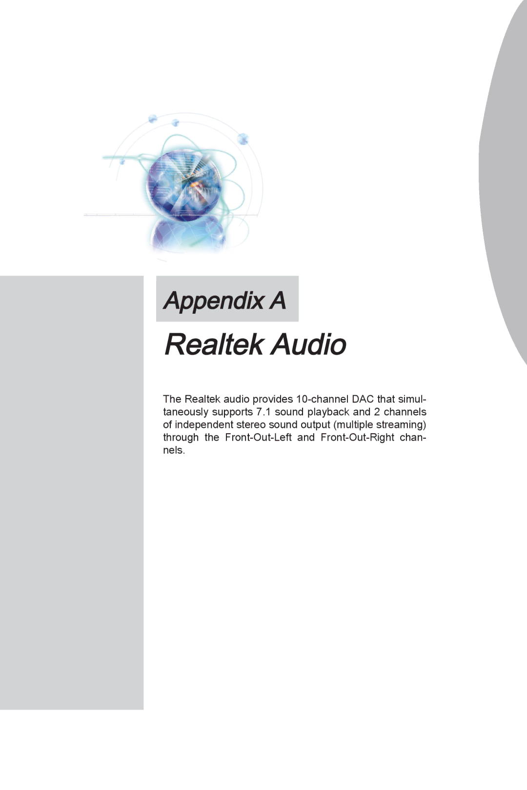 MSI Z77A-G45 manual Realtek Audio 