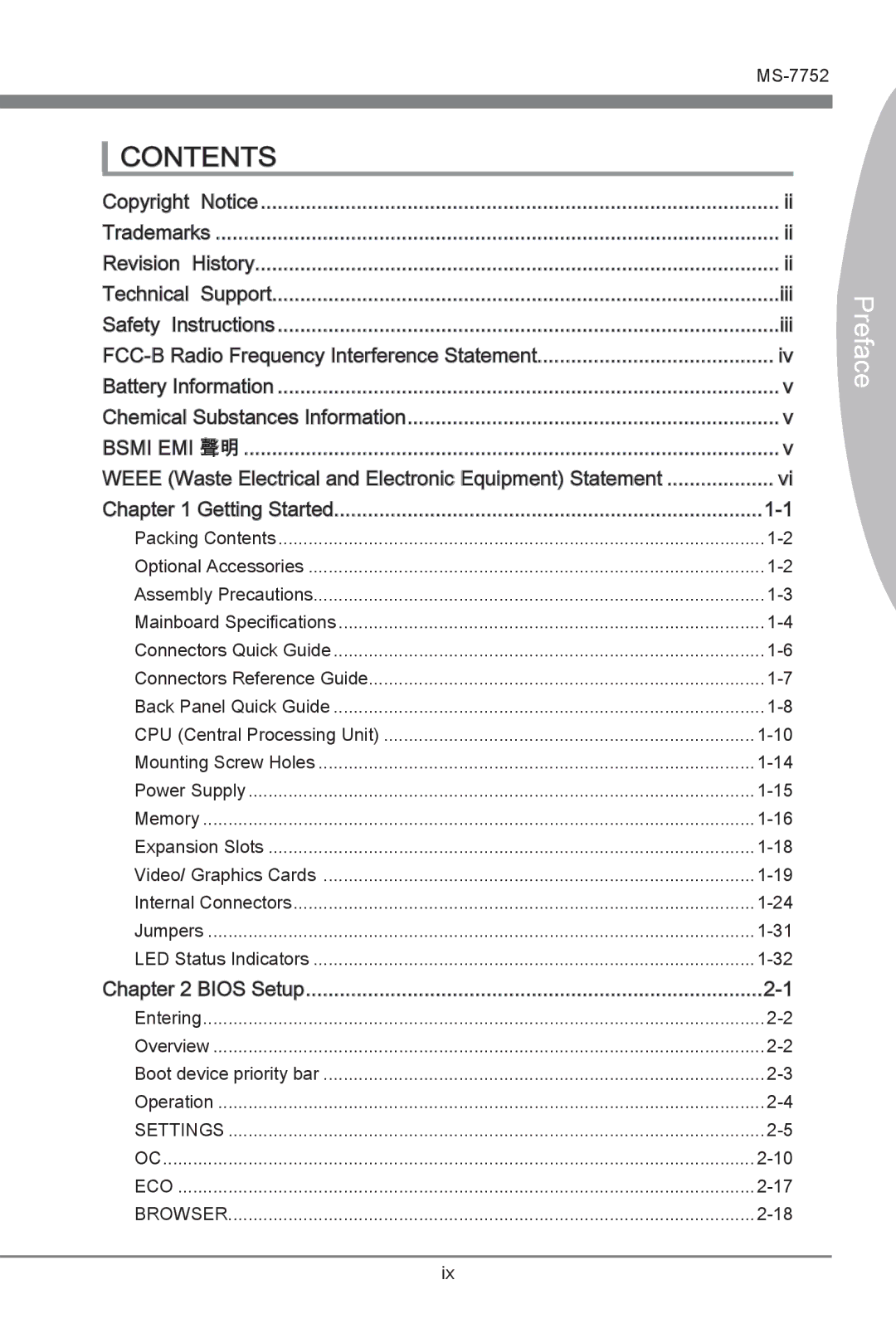 MSI Z77A-G45 manual Contents 