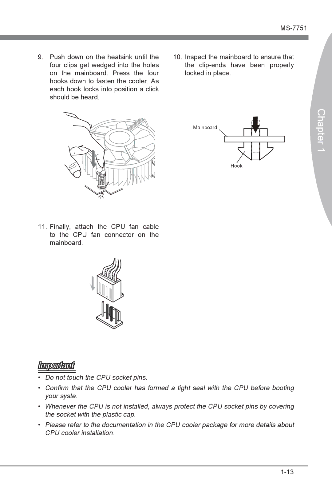 MSI Z77A-GD65 manual Mainboard Hook 