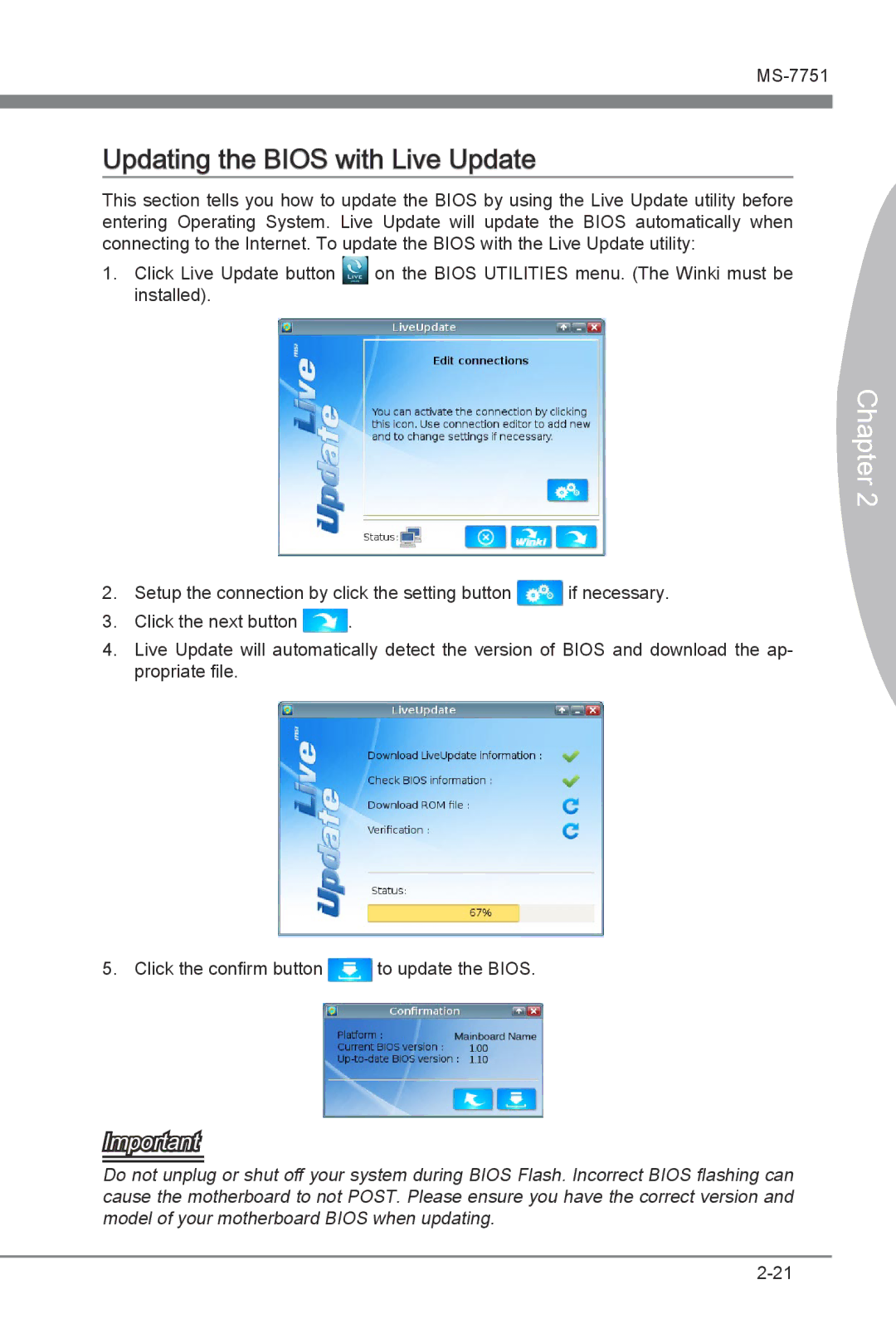 MSI Z77A-GD65 manual Updating the Bios with Live Update 