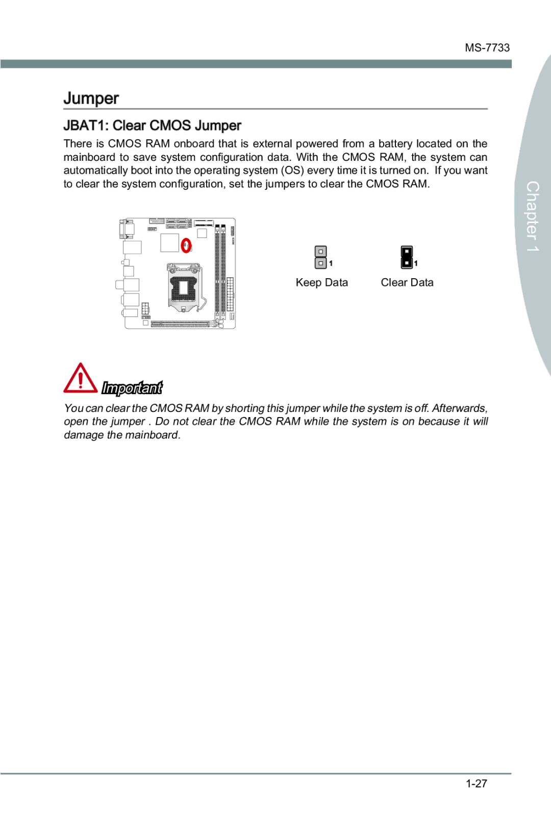 MSI Z77IA-E53 manual Xpshu, $7&OHDU&026-XPSHU, HhsDwd &OhduDwd, GdpdjhWkhPdlqerdug,  