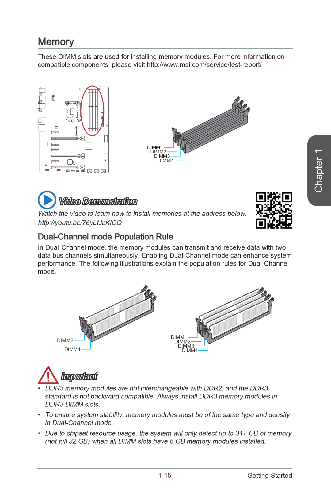 MSI Z87-G55 manual Memory, Dual -Channel mode Population Rule 