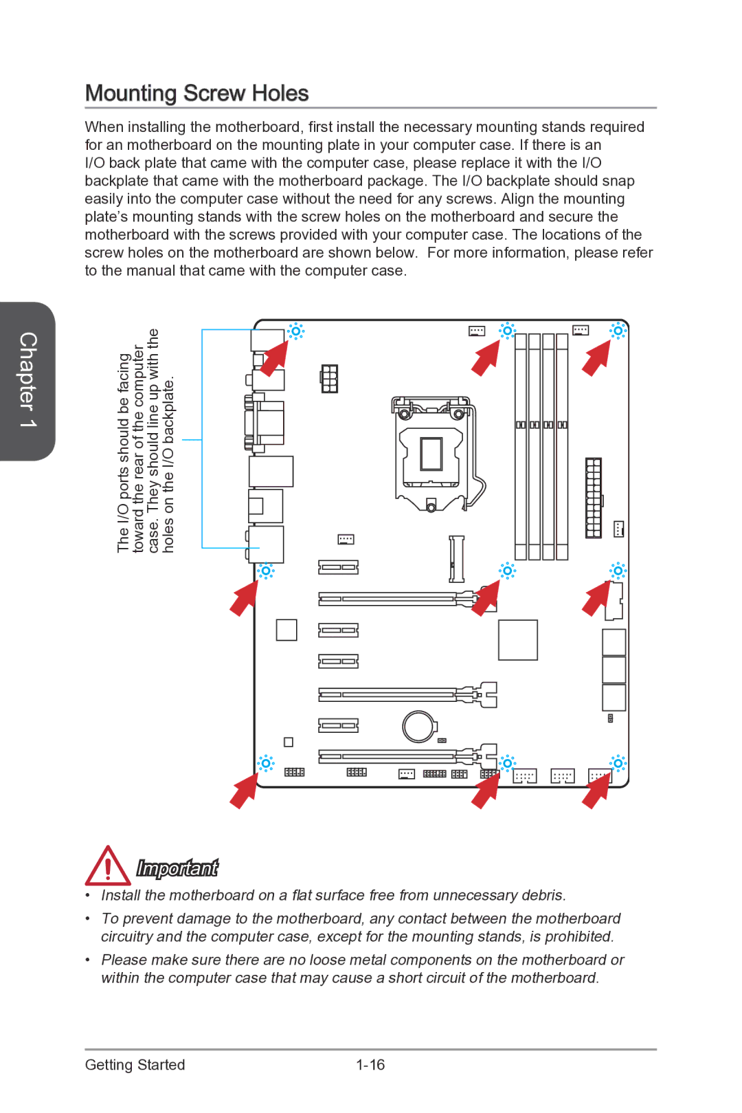 MSI Z87-G55 manual Mounting Screw Holes 