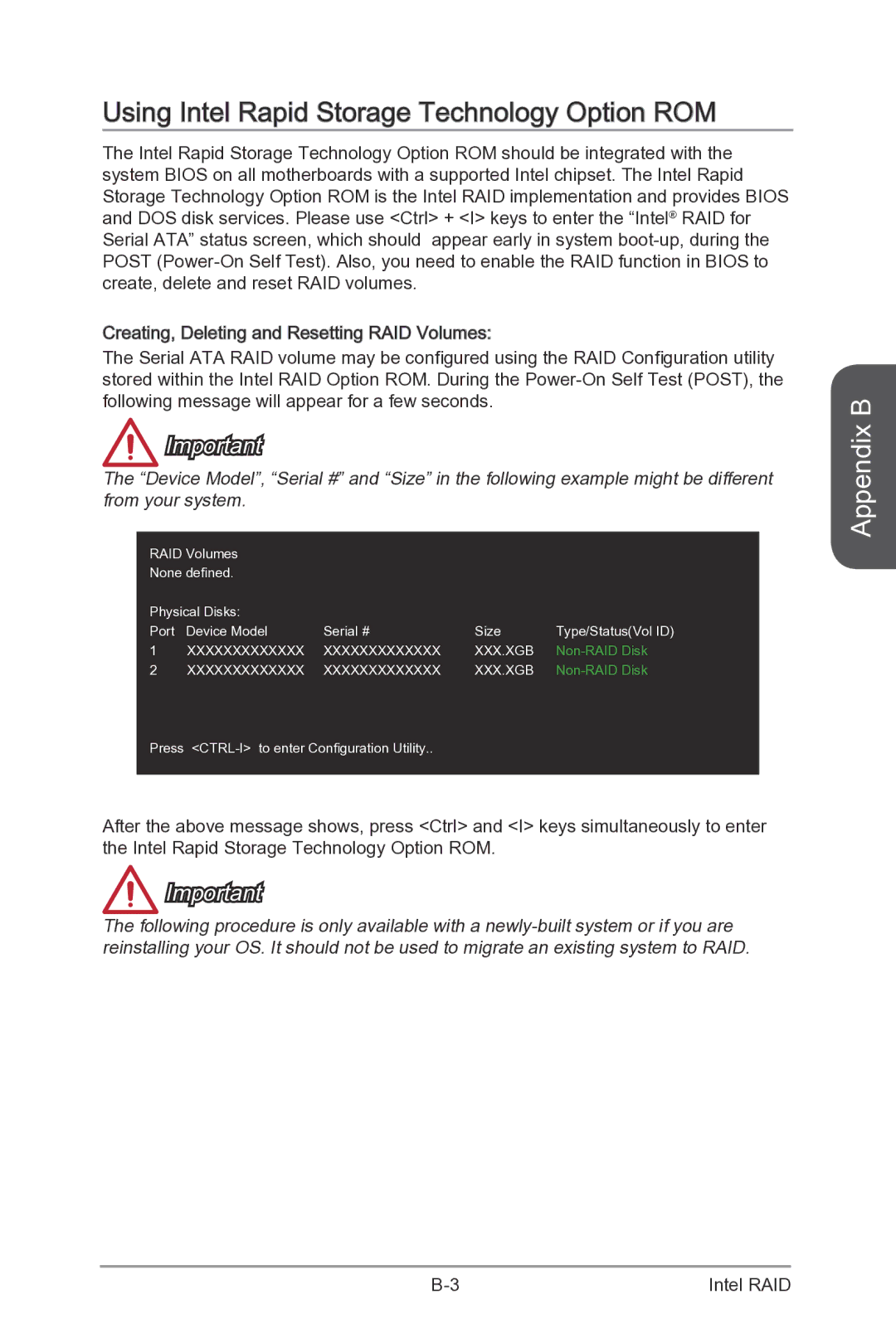 MSI Z87-G55 manual Using Intel Rapid Storage Technology Option ROM 