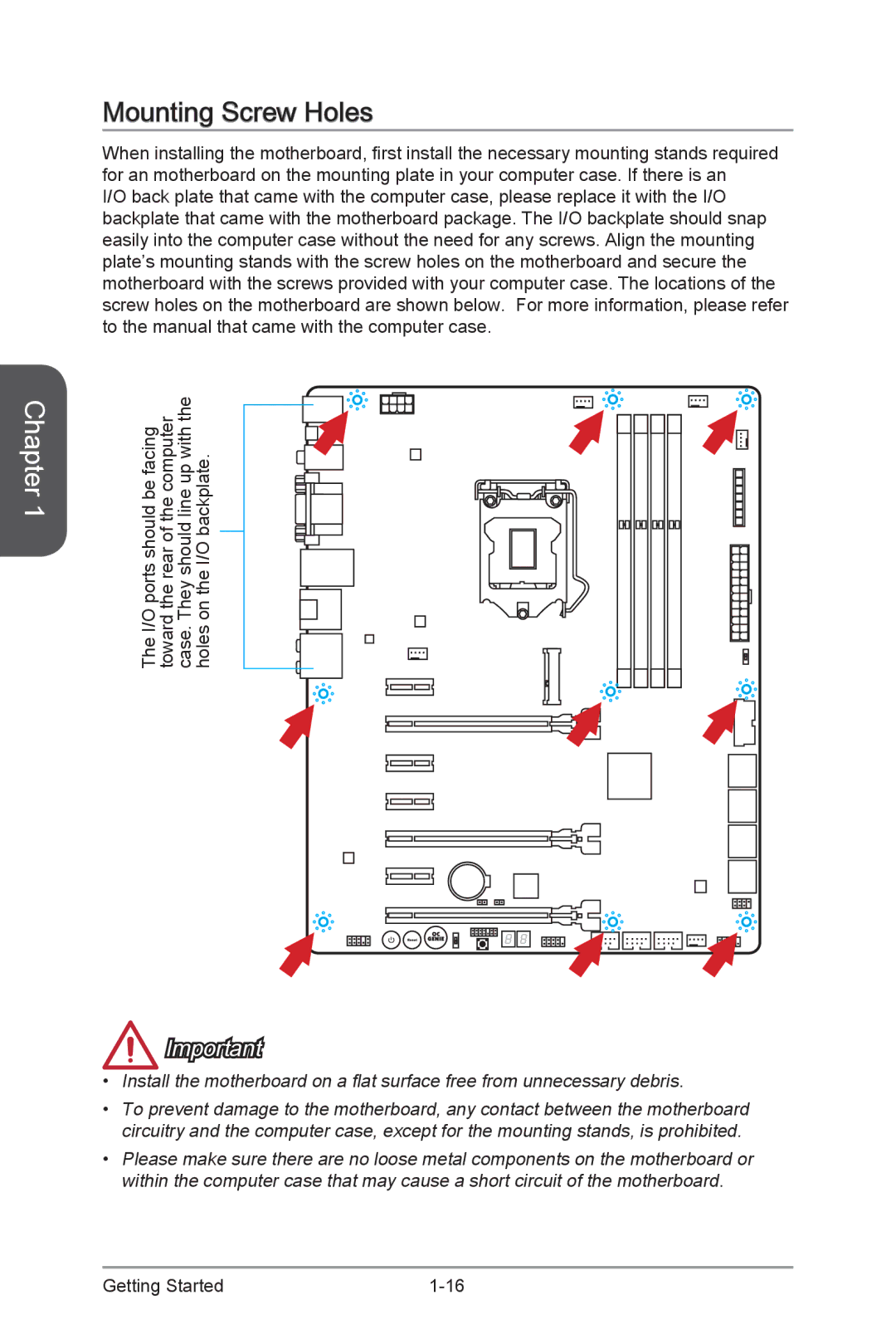 MSI Z87-GD65-GAMING manual Mounting Screw Holes 