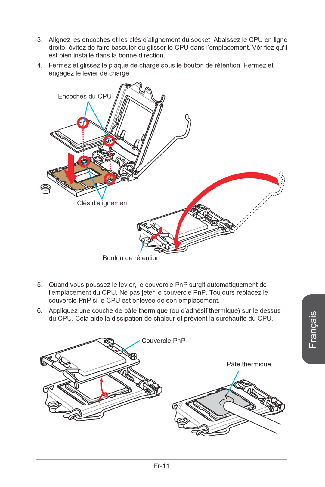 MSI Z87-MPOWER-SP manual Couvercle PnP Pâte thermique 