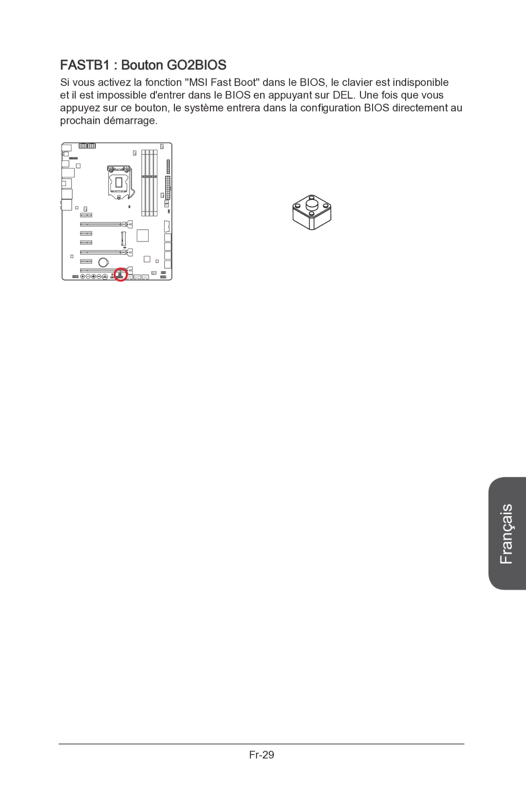 MSI Z87-MPOWER-SP manual FASTB1 Bouton GO2BIOS 