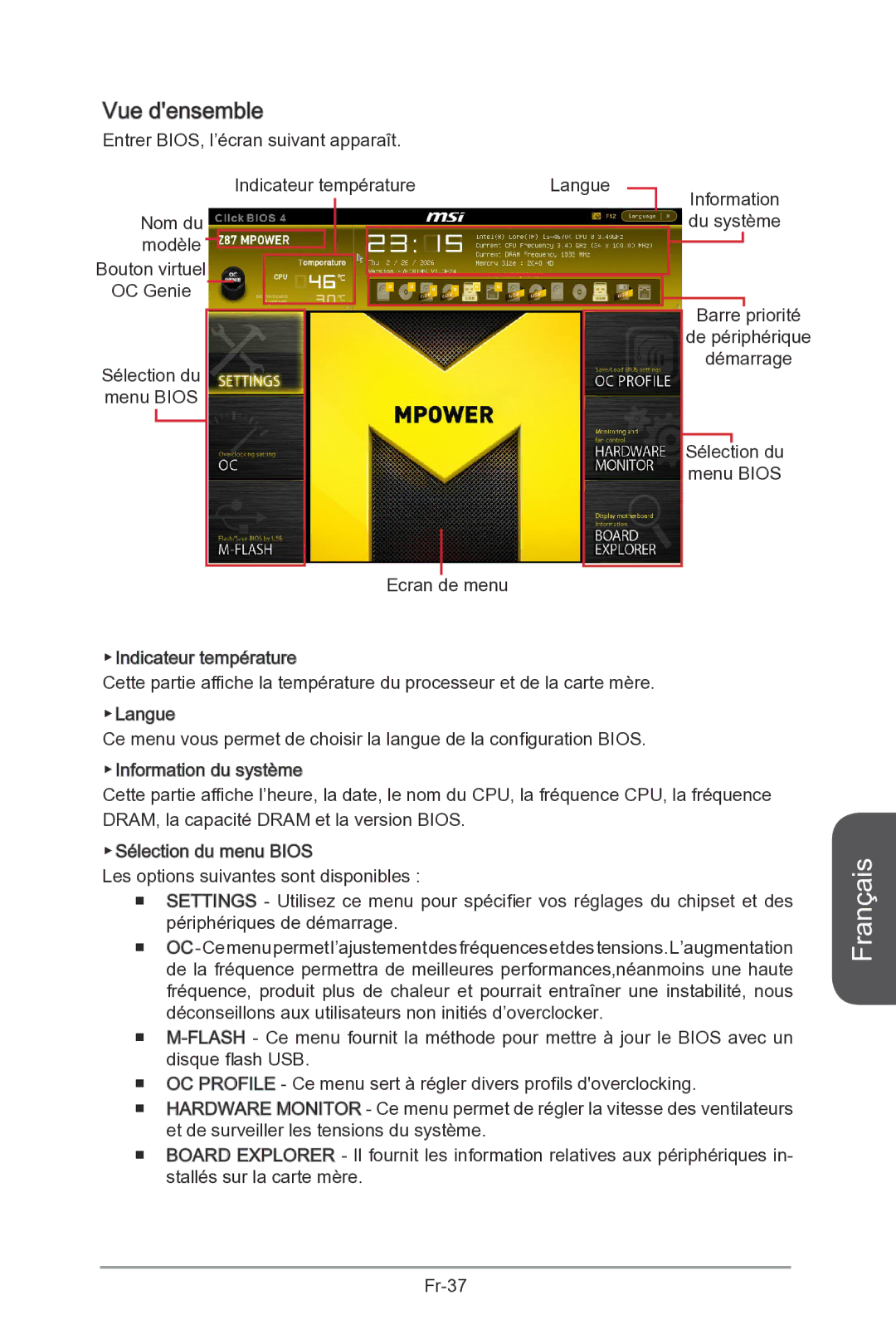 MSI Z87-MPOWER-SP manual Vue densemble 