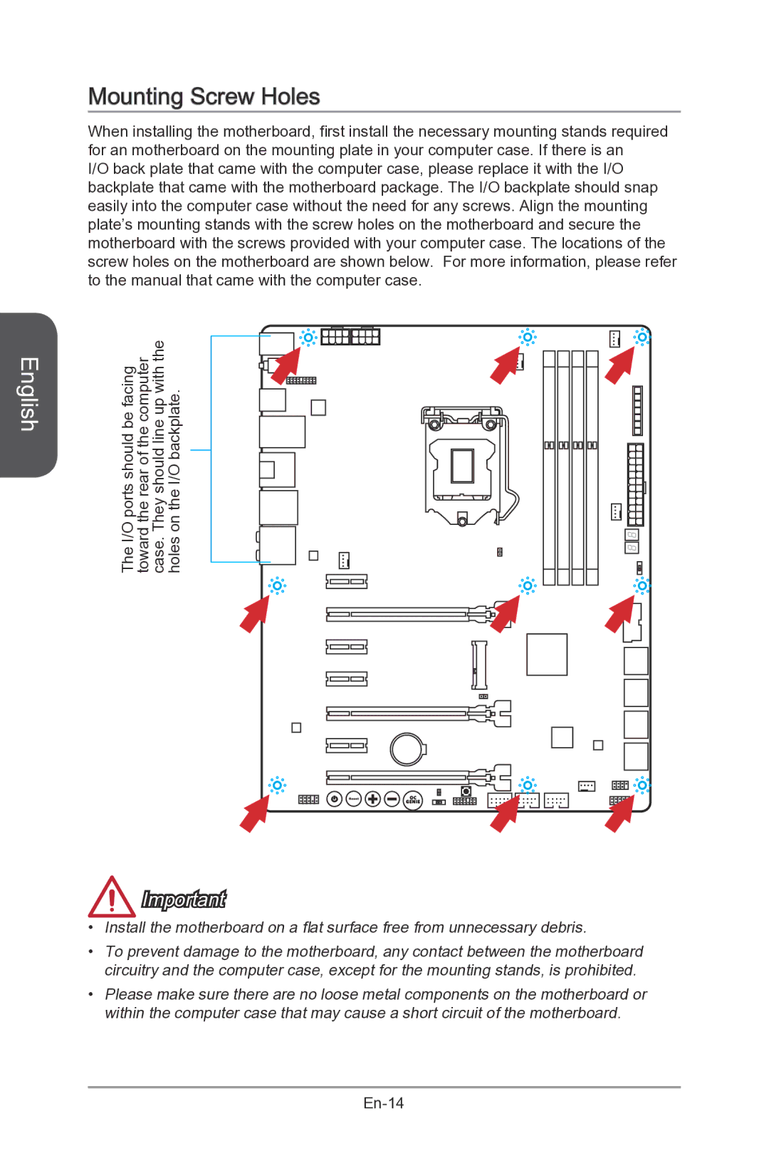 MSI Z87-MPOWER-SP manual Mounting Screw Holes 