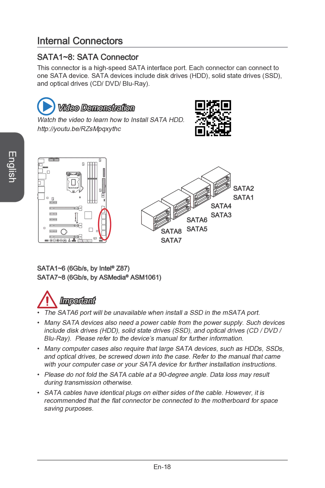 MSI Z87-MPOWER-SP manual Internal Connectors, SATA1~8 Sata Connector 