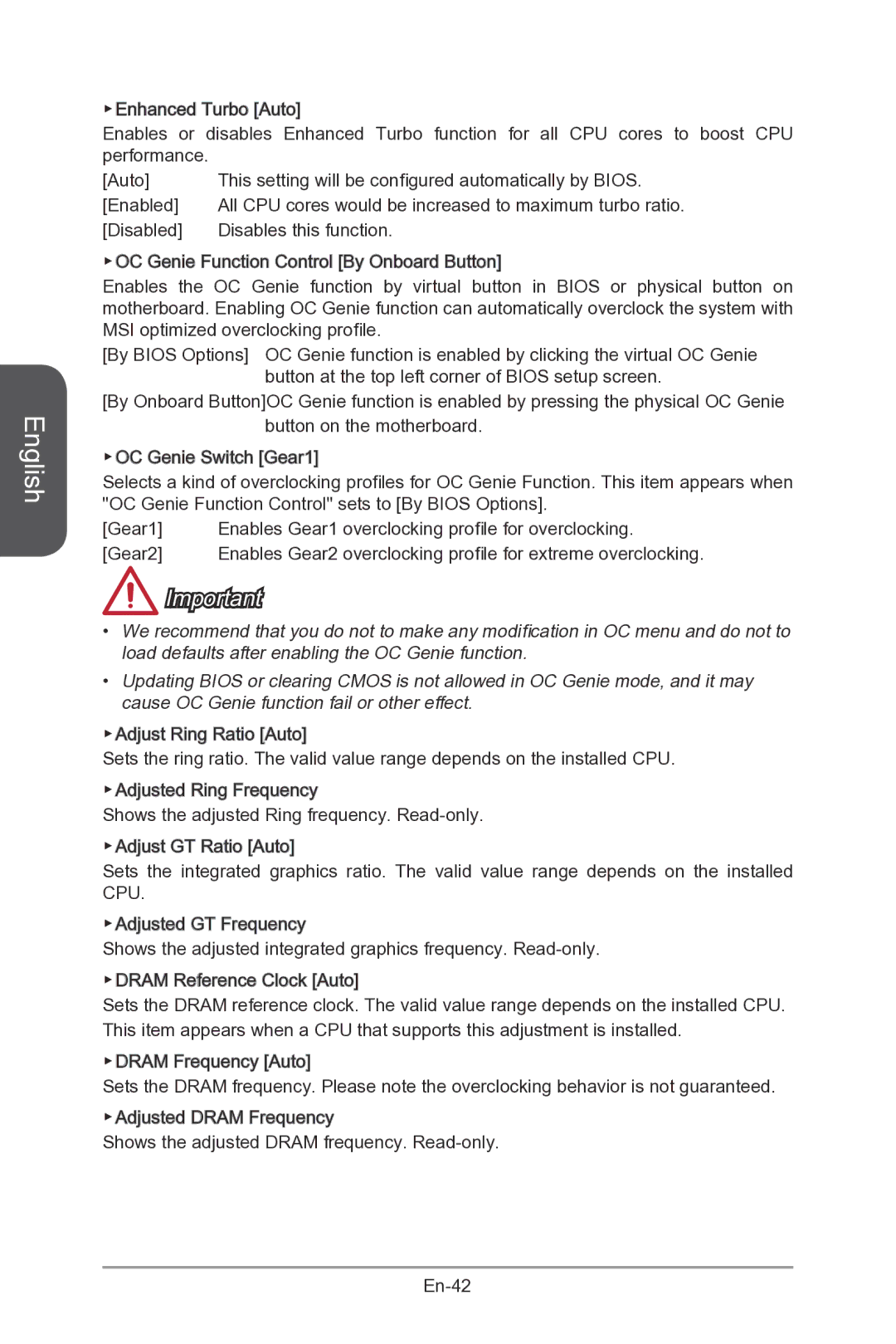 MSI Z87-MPOWER-SP manual All CPU cores would be increased to maximum turbo ratio 