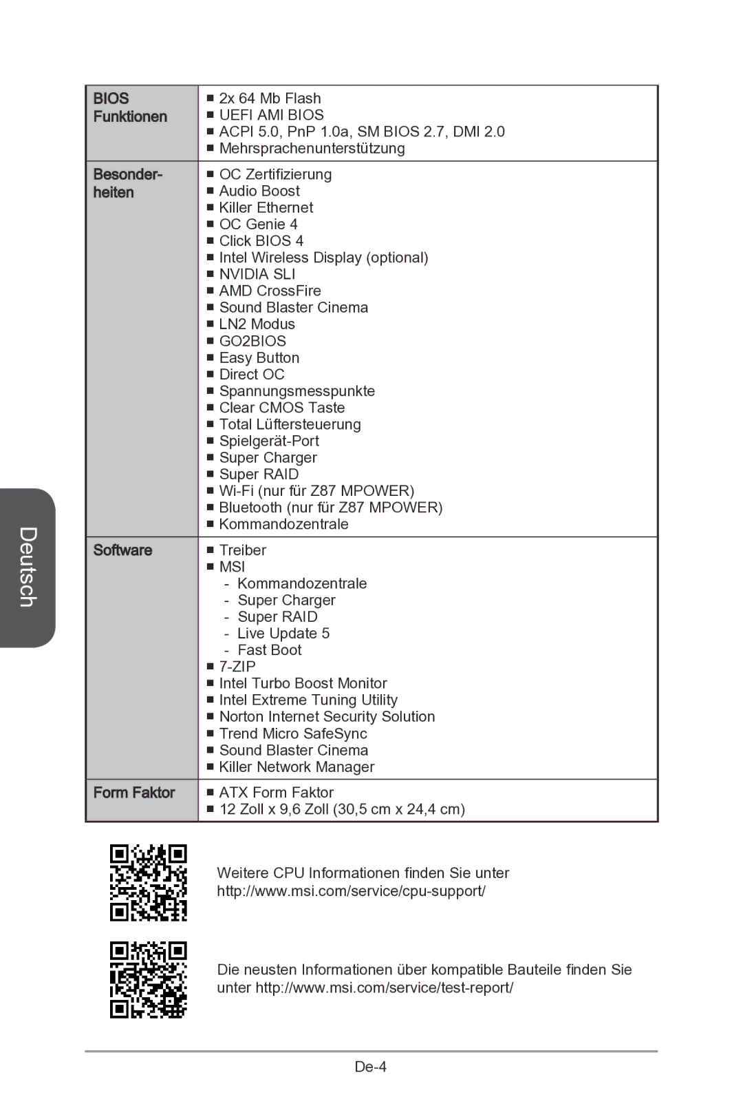 MSI Z87-MPOWER-SP manual Funktionen 