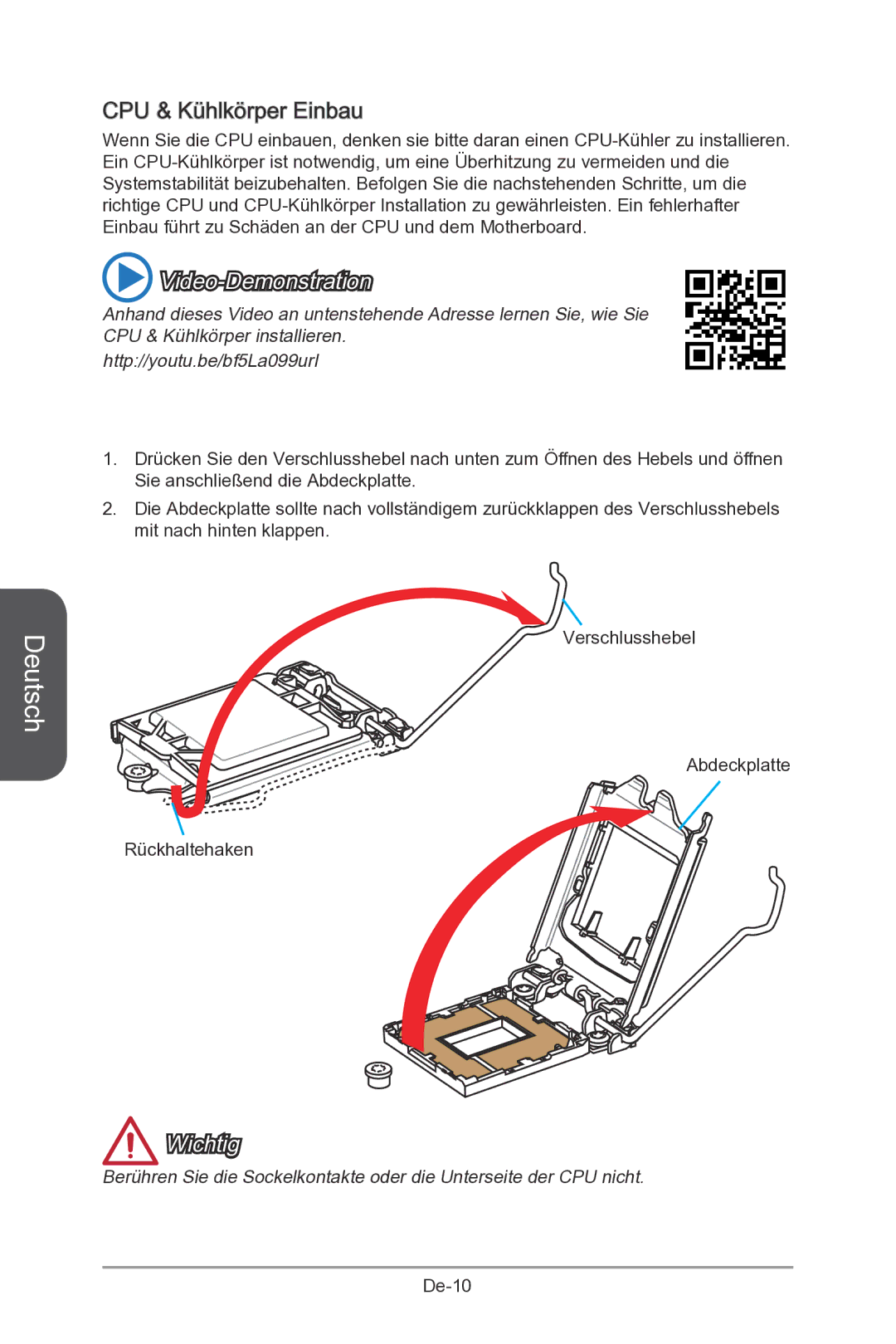 MSI Z87-MPOWER-SP manual CPU & Kühlkörper Einbau, Video-Demonstration 