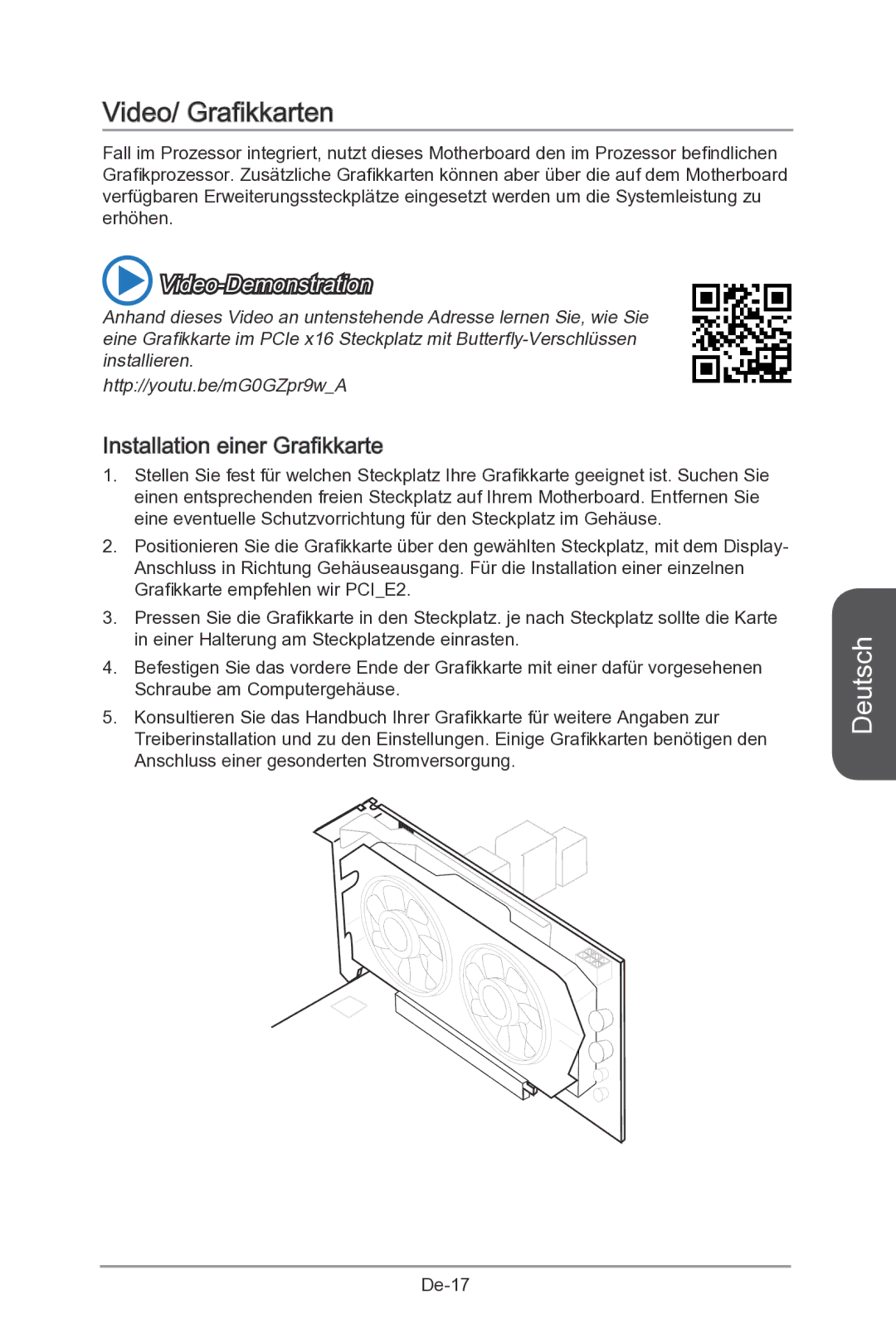 MSI Z87-MPOWER-SP manual Video/ Grafikkarten, Installation einer Grafikkarte 