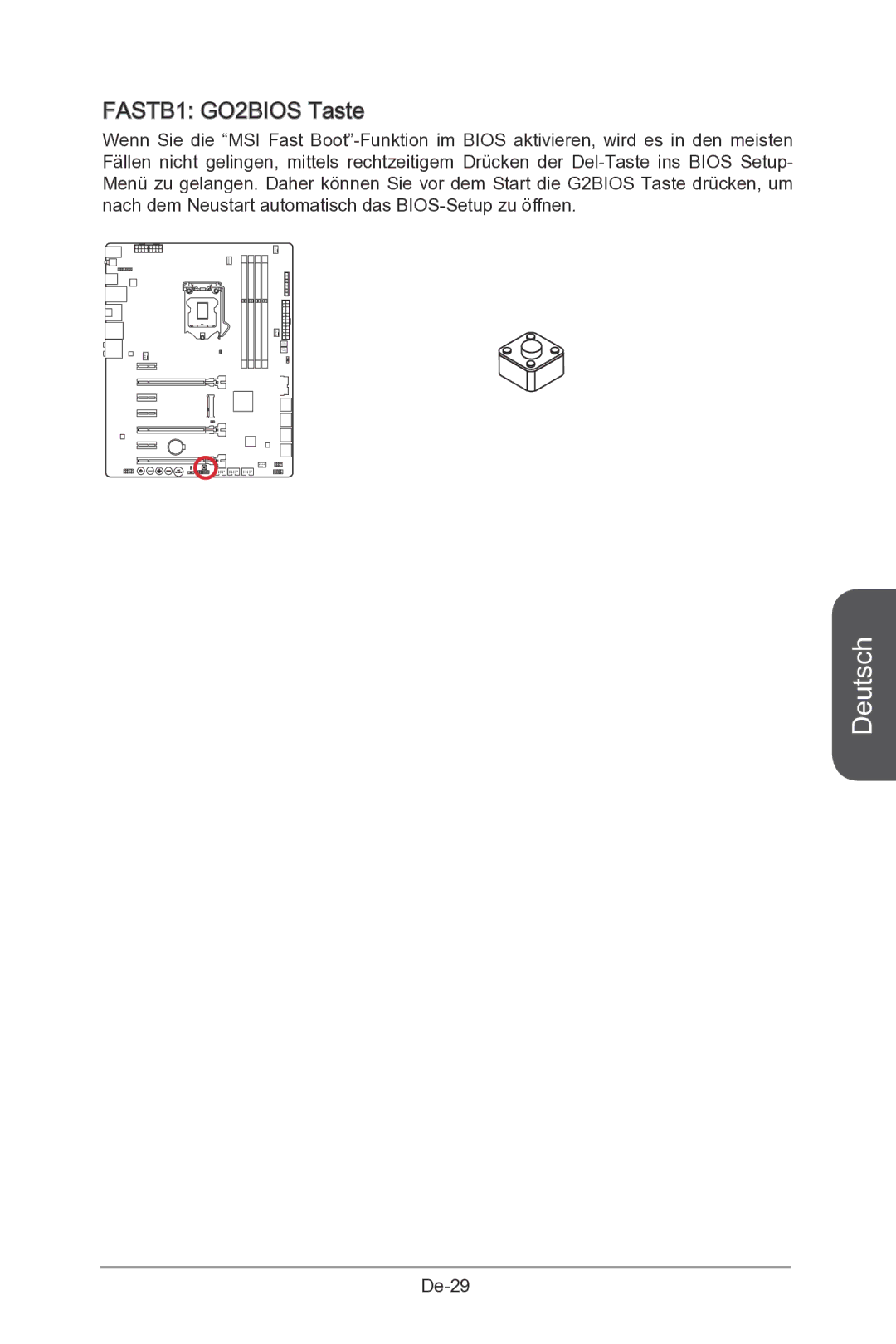 MSI Z87-MPOWER-SP manual FASTB1 GO2BIOS Taste 