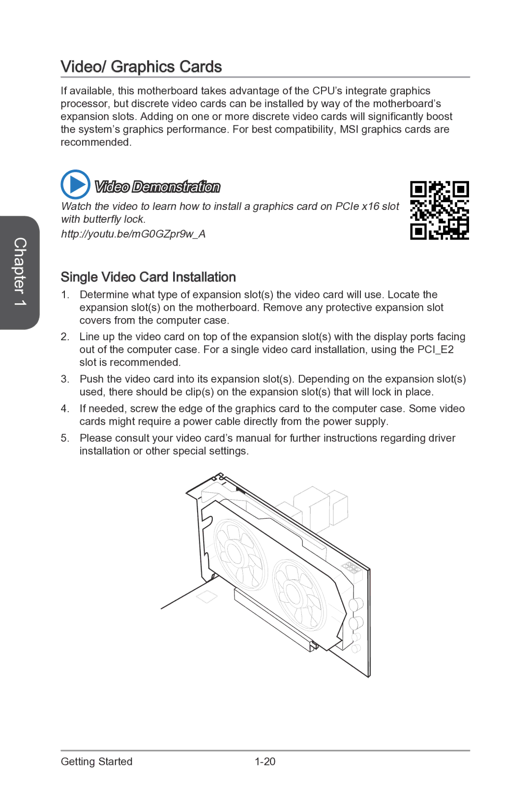 MSI Z87-XPOWER manual Video/ Graphics Cards, Single Video Card Installation 