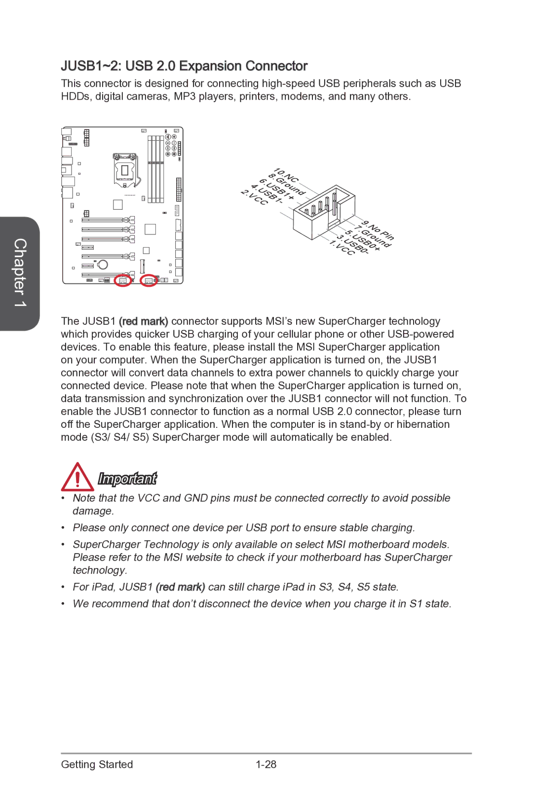 MSI Z87-XPOWER manual JUSB1~2 USB 2.0 Expansion Connector 